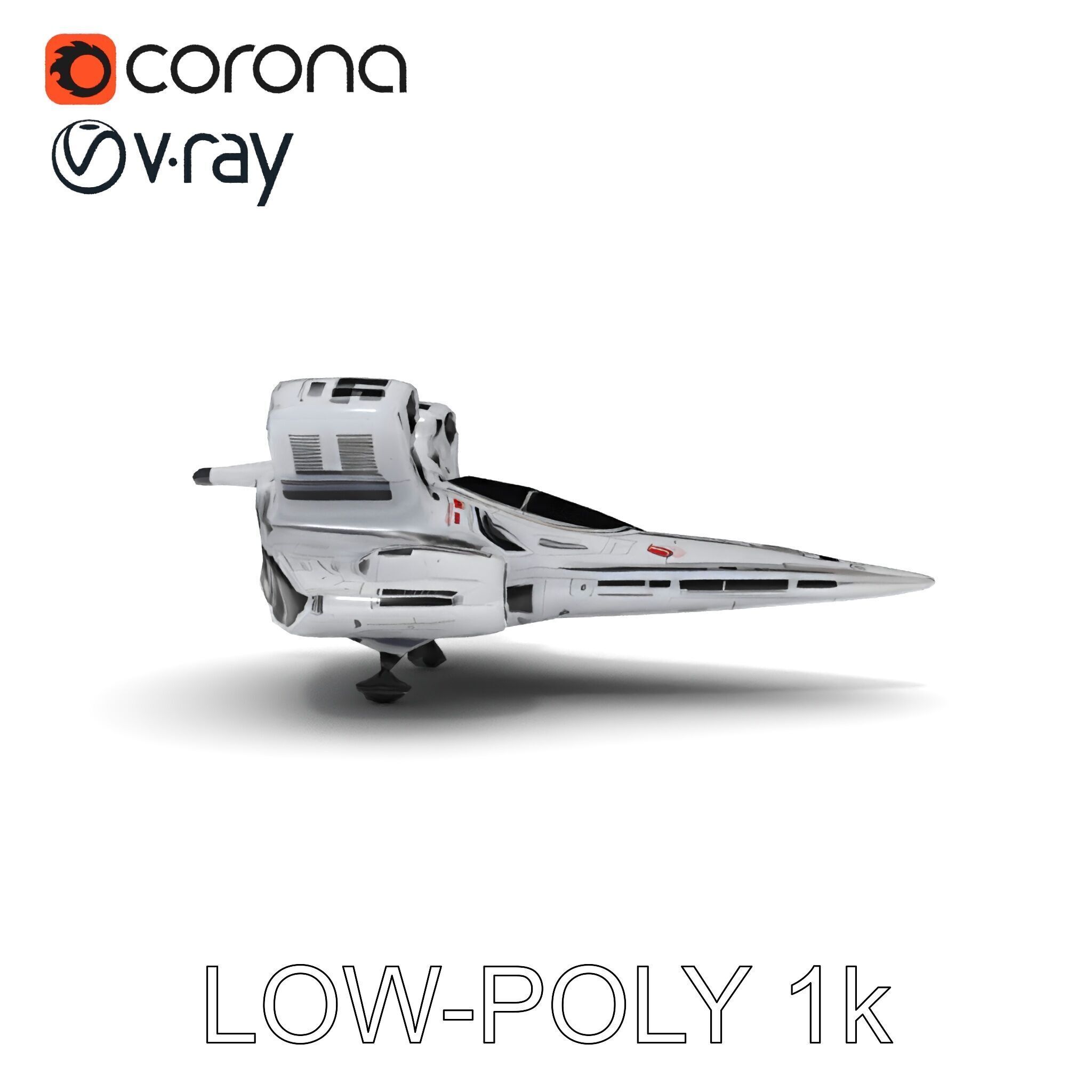 Futuristic Spacecraft Model Pack with HighDetail Textures Low-poly 3D model_32