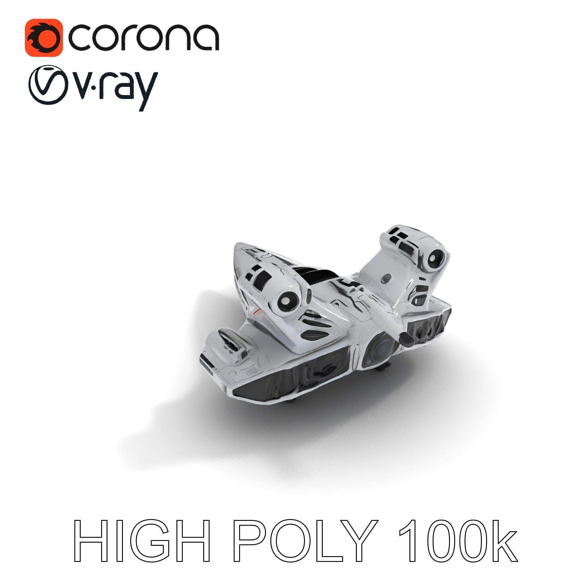 Futuristic Spacecraft Model Pack with HighDetail Textures Low-poly 3D model_24