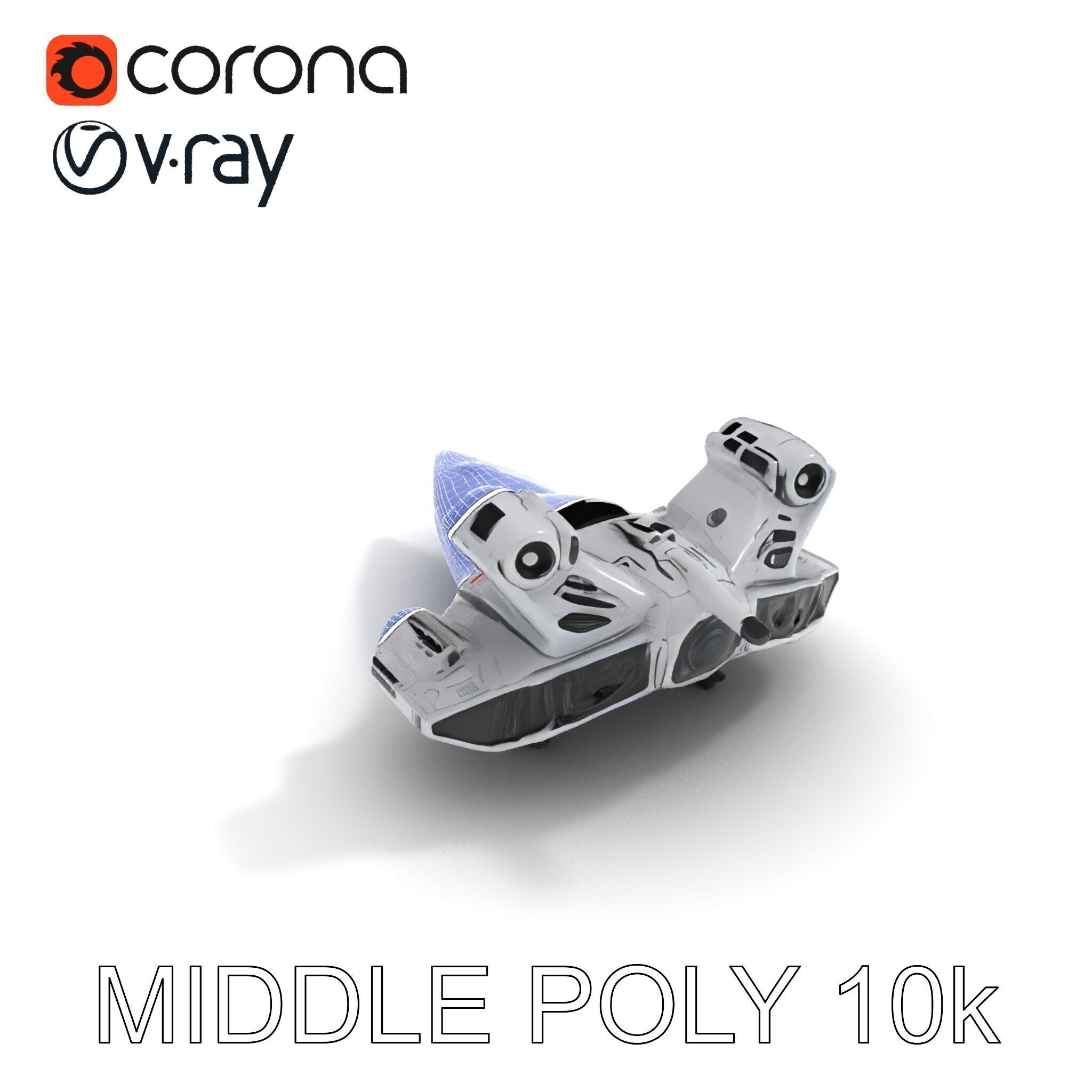 Futuristic Spacecraft Model Pack with HighDetail Textures Low-poly 3D model_9