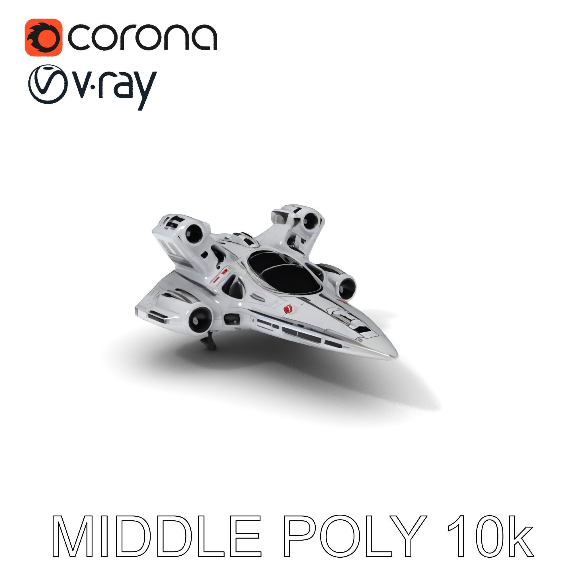 Futuristic Spacecraft Model Pack with HighDetail Textures Low-poly 3D model_20