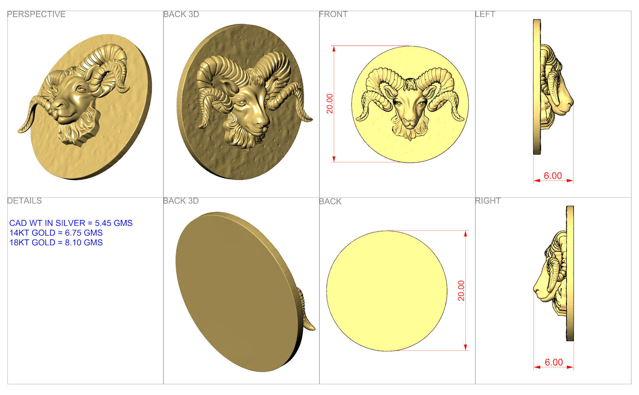 ZORDIAC COIN CHARMS  3D print model_5