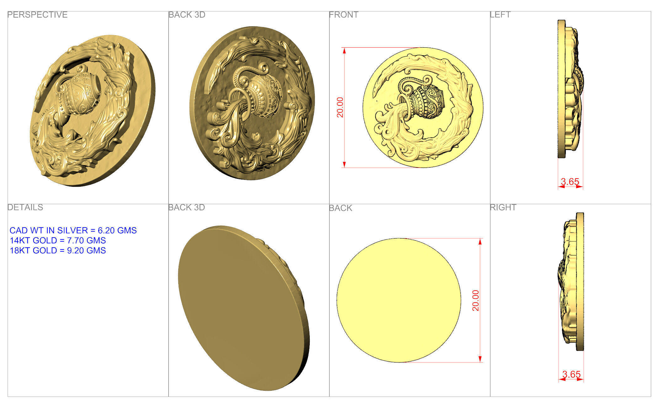 ZORDIAC COIN CHARMS  3D print model_2