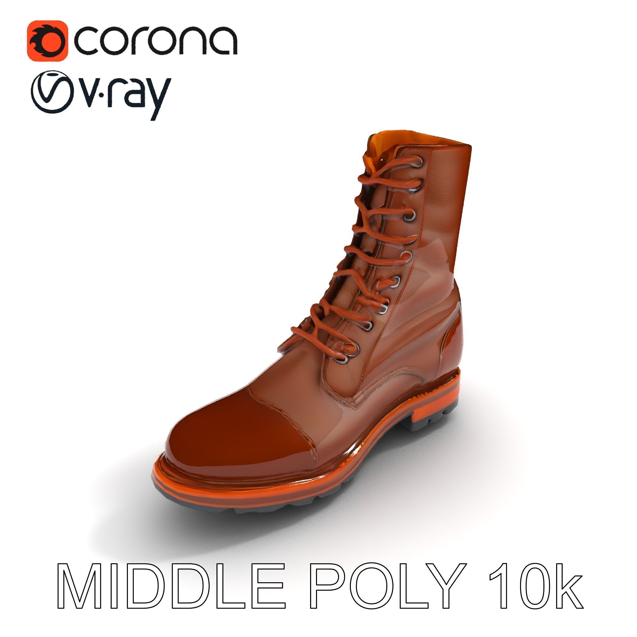Realistic Leather Boot Model Pack for Interactive Rendering Low-poly 3D model_9