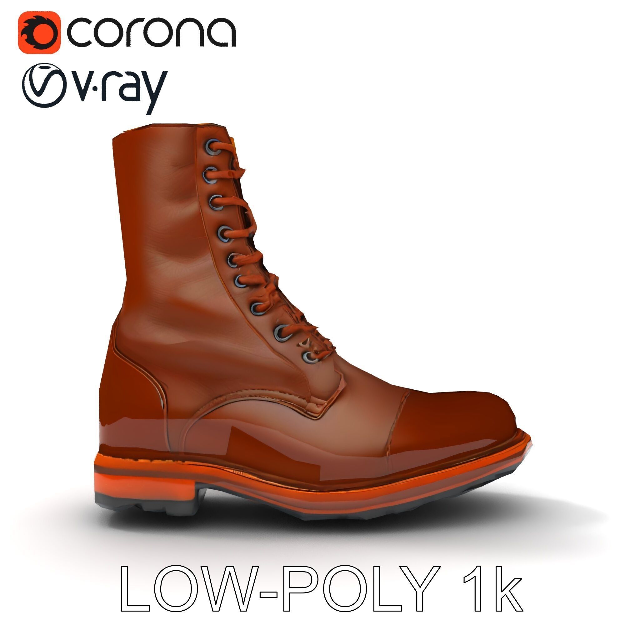 Realistic Leather Boot Model Pack for Interactive Rendering Low-poly 3D model_13