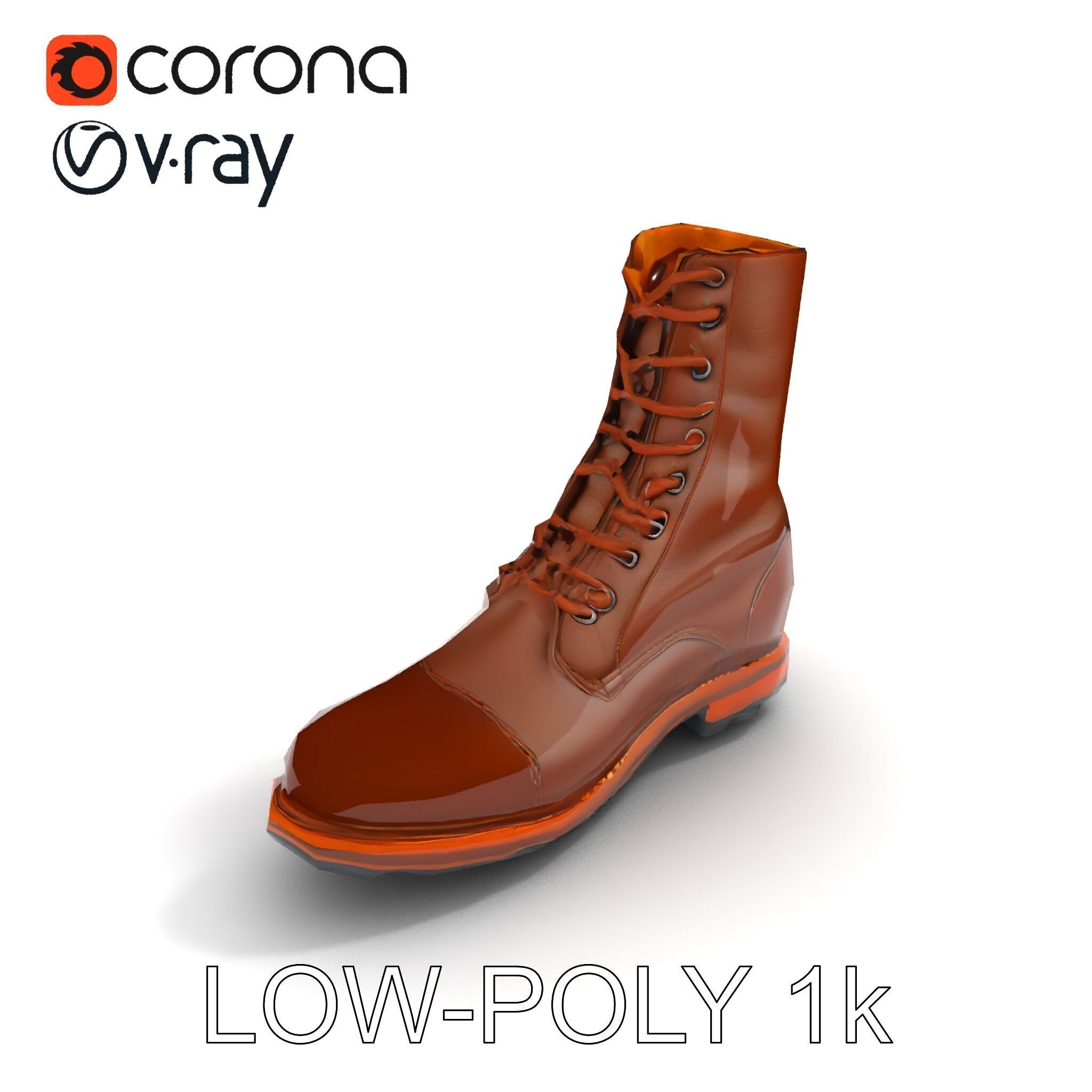Realistic Leather Boot Model Pack for Interactive Rendering Low-poly 3D model_7