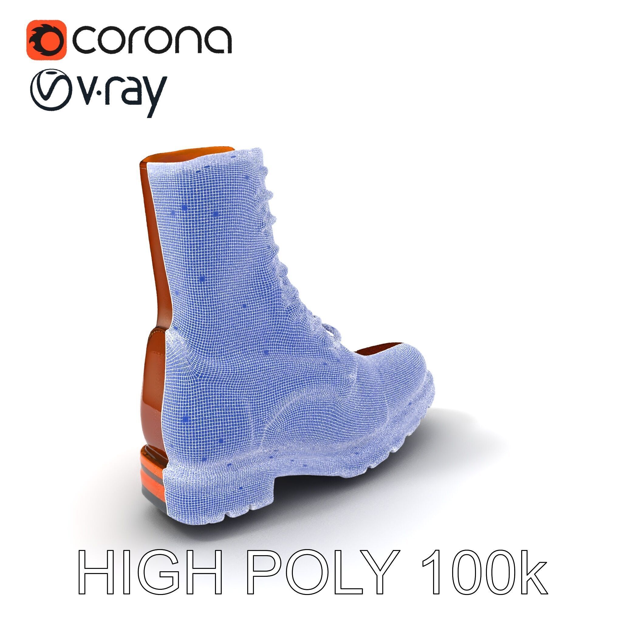 Realistic Leather Boot Model Pack for Interactive Rendering Low-poly 3D model_3