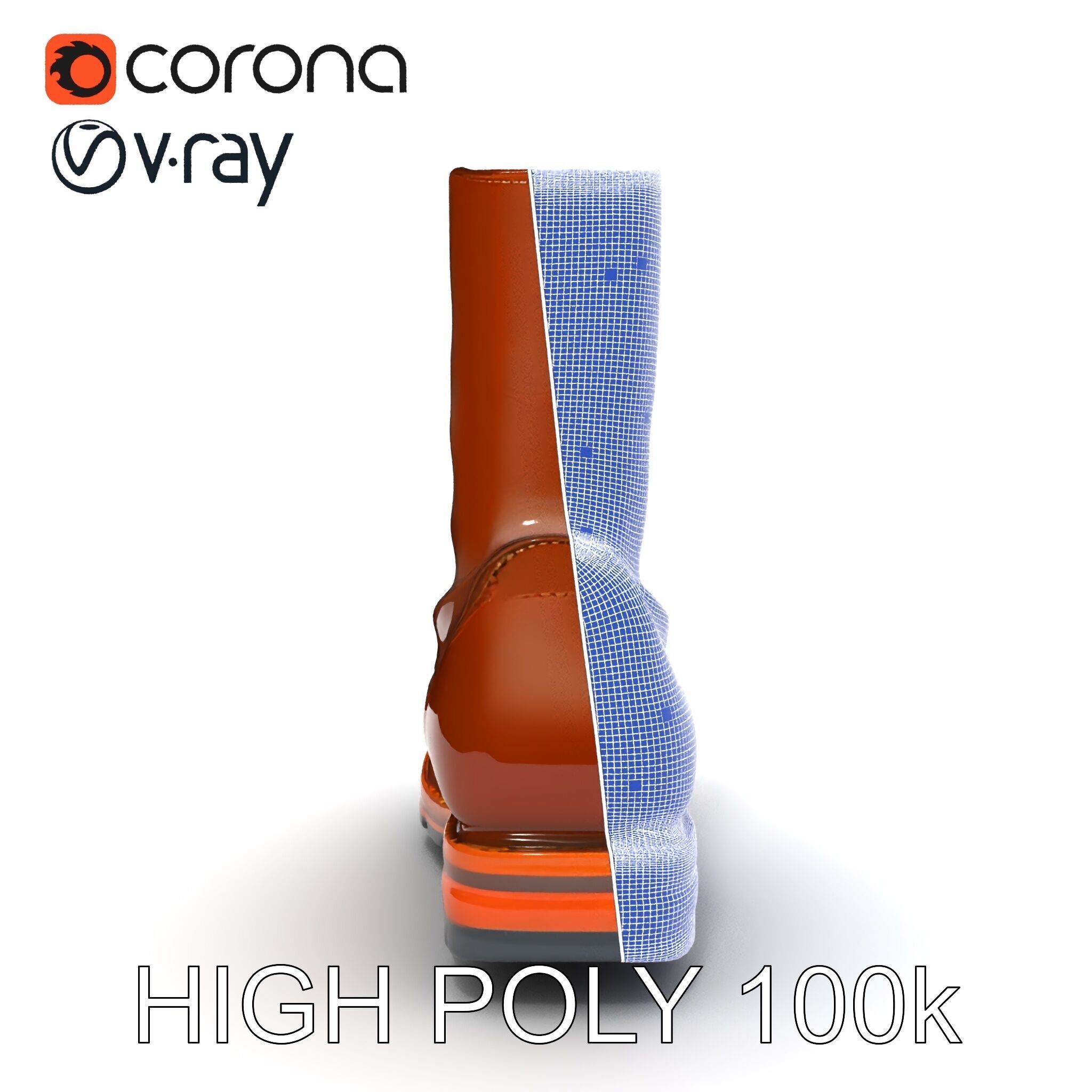 Realistic Leather Boot Model Pack for Interactive Rendering Low-poly 3D model_29