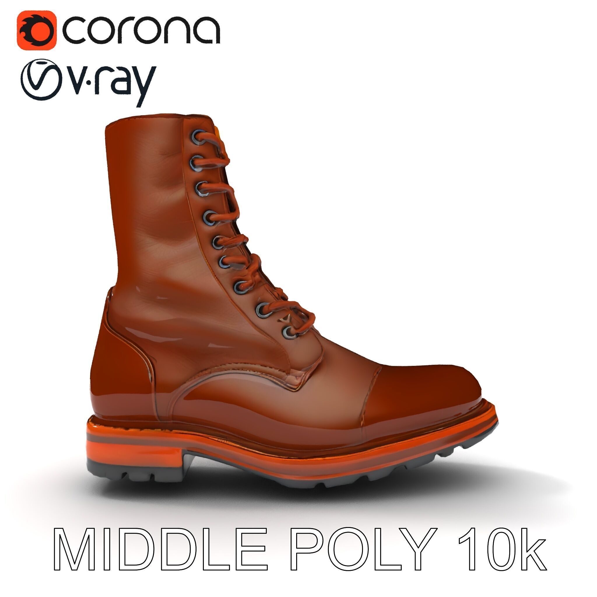 Realistic Leather Boot Model Pack for Interactive Rendering Low-poly 3D model_14