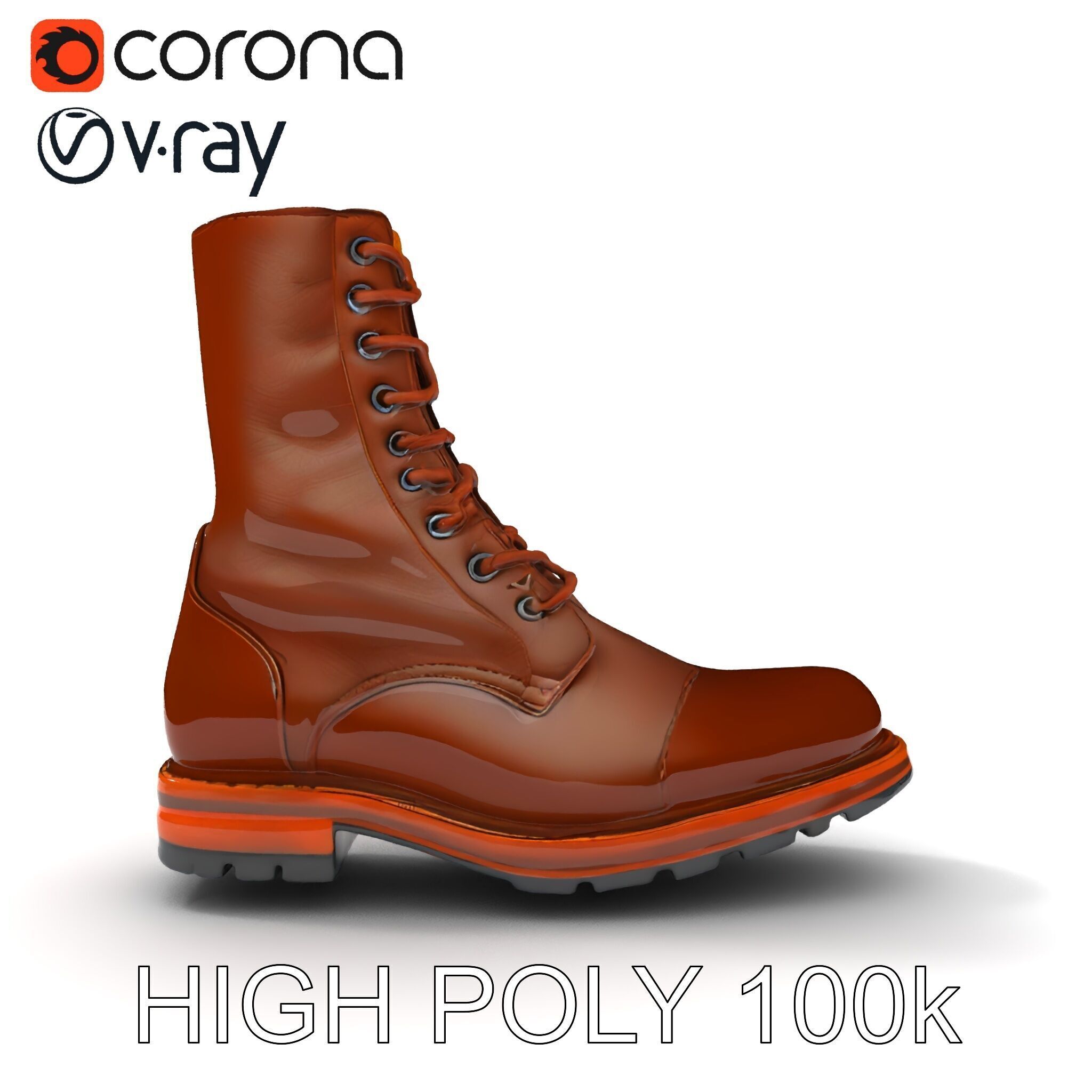 Realistic Leather Boot Model Pack for Interactive Rendering Low-poly 3D model_11
