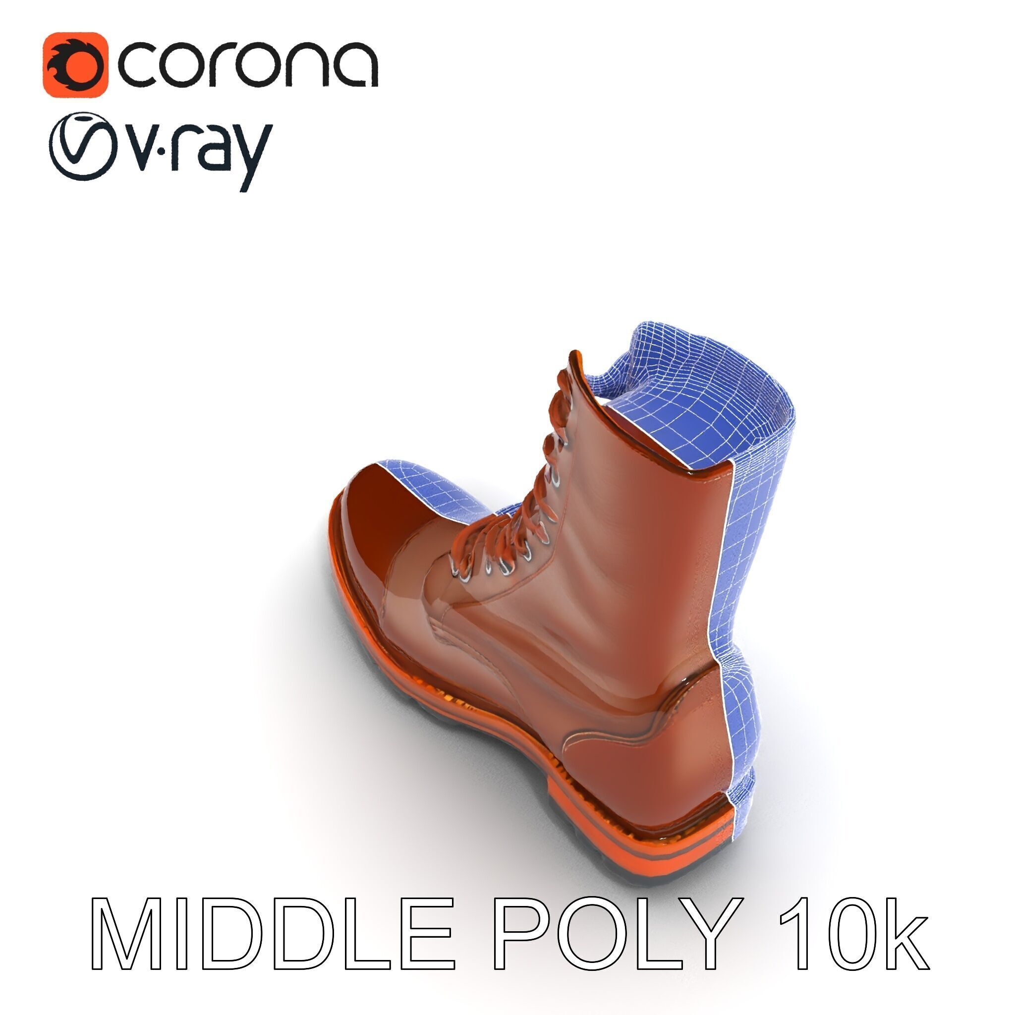 Realistic Leather Boot Model Pack for Interactive Rendering Low-poly 3D model_16