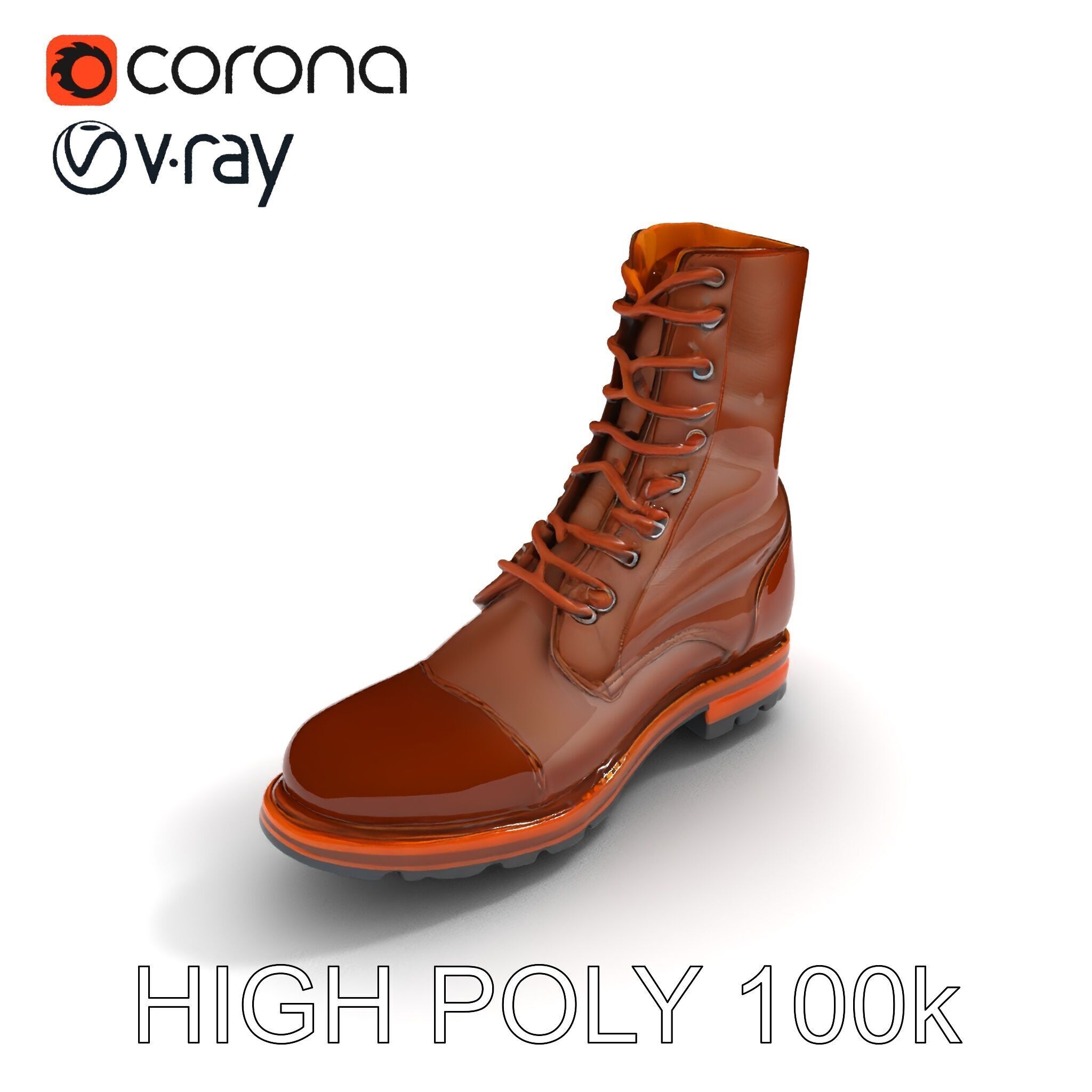 Realistic Leather Boot Model Pack for Interactive Rendering Low-poly 3D model_23