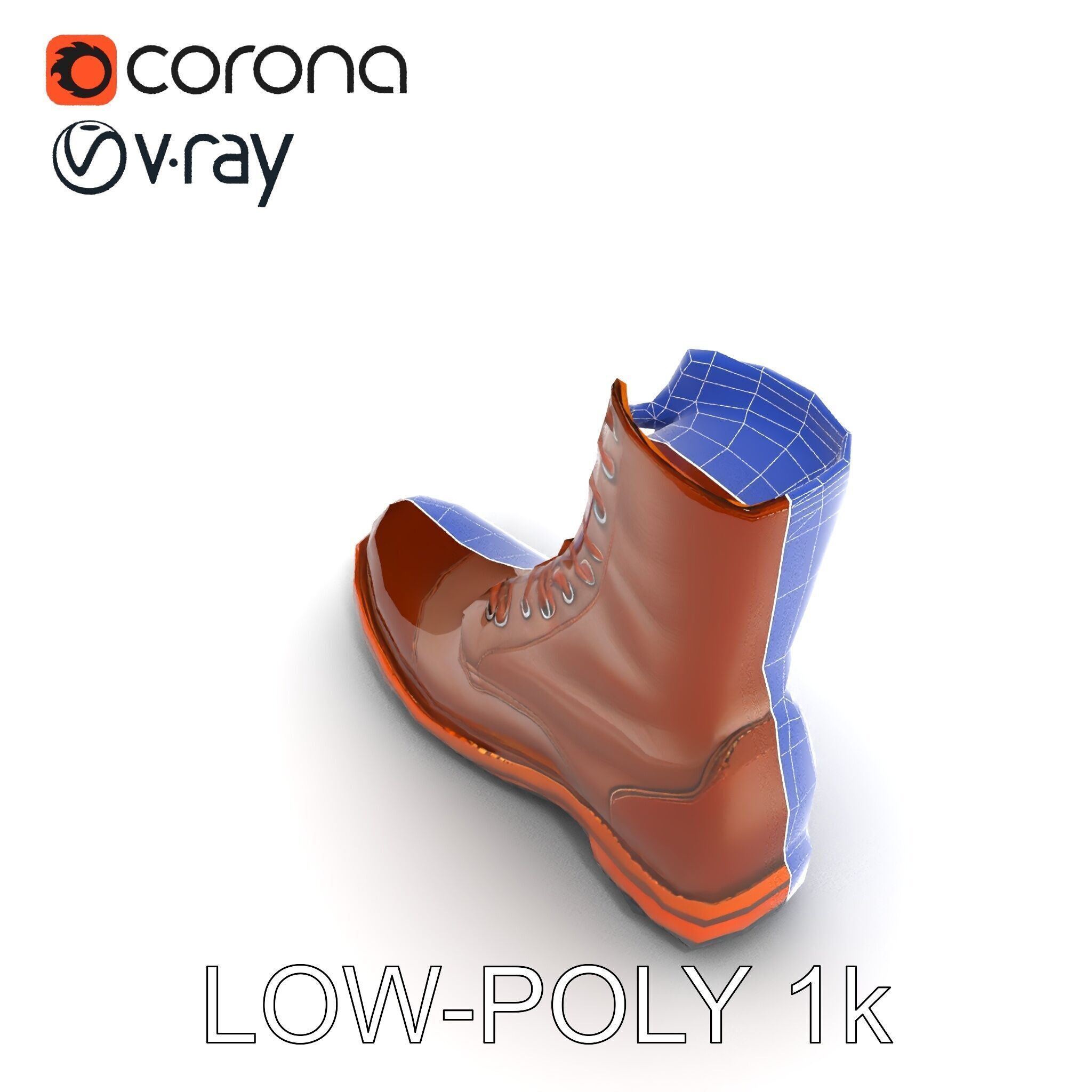Realistic Leather Boot Model Pack for Interactive Rendering Low-poly 3D model_10
