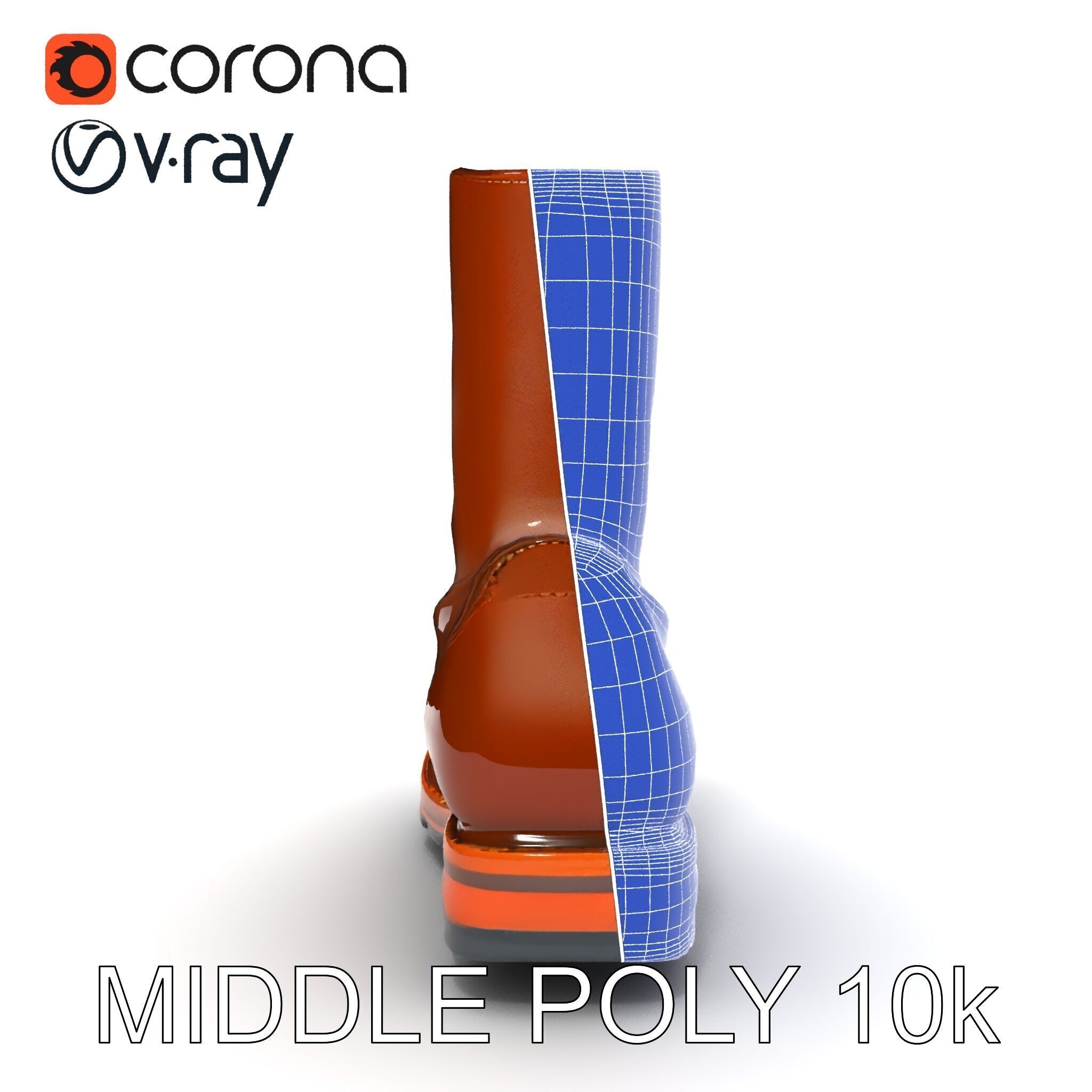 Realistic Leather Boot Model Pack for Interactive Rendering Low-poly 3D model_24