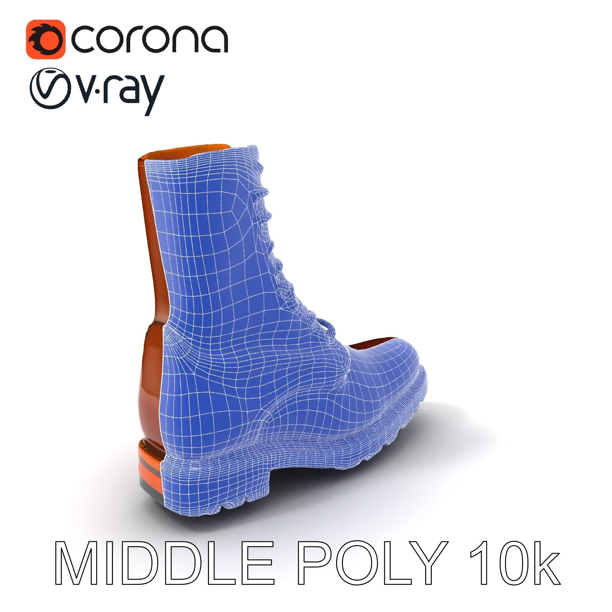 Realistic Leather Boot Model Pack for Interactive Rendering Low-poly 3D model_27