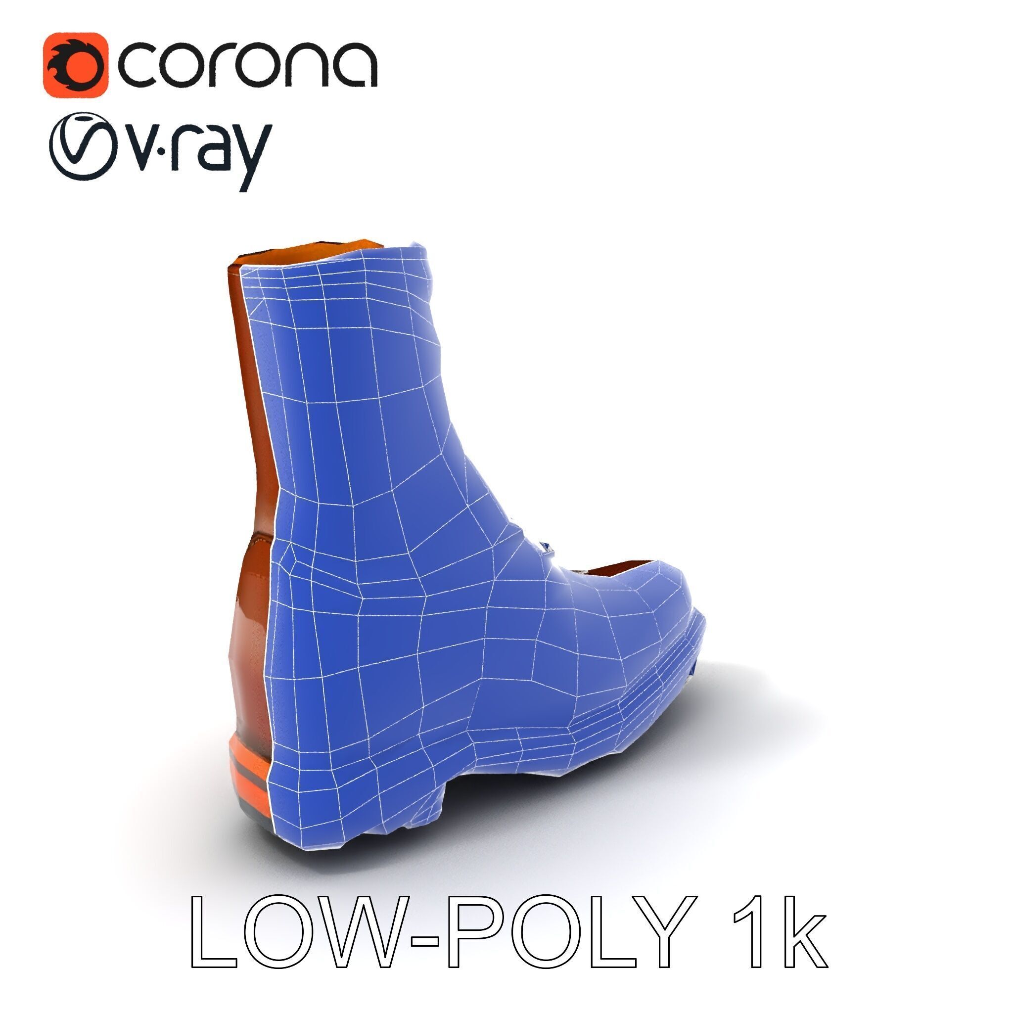 Realistic Leather Boot Model Pack for Interactive Rendering Low-poly 3D model_28