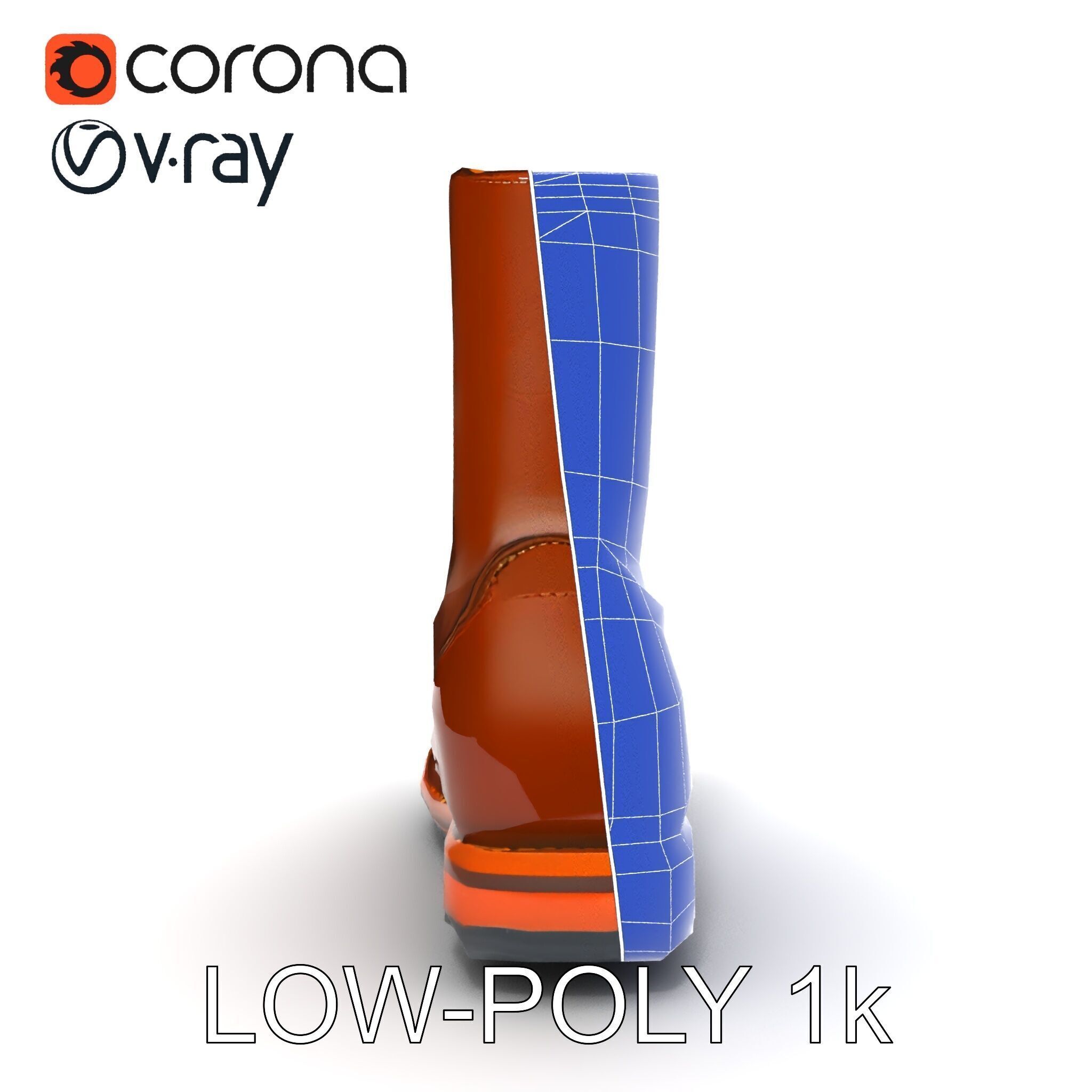 Realistic Leather Boot Model Pack for Interactive Rendering Low-poly 3D model_34