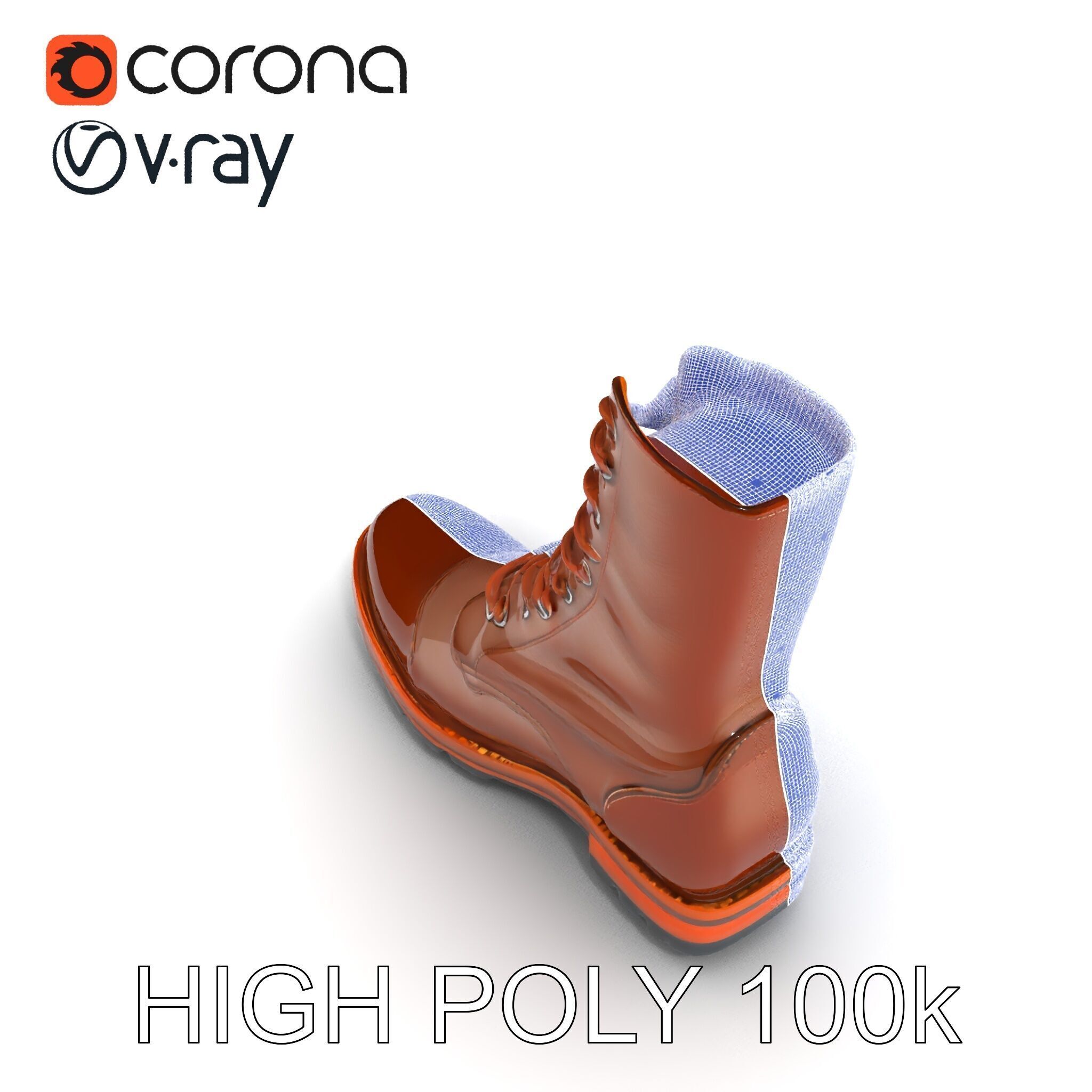 Realistic Leather Boot Model Pack for Interactive Rendering Low-poly 3D model_8