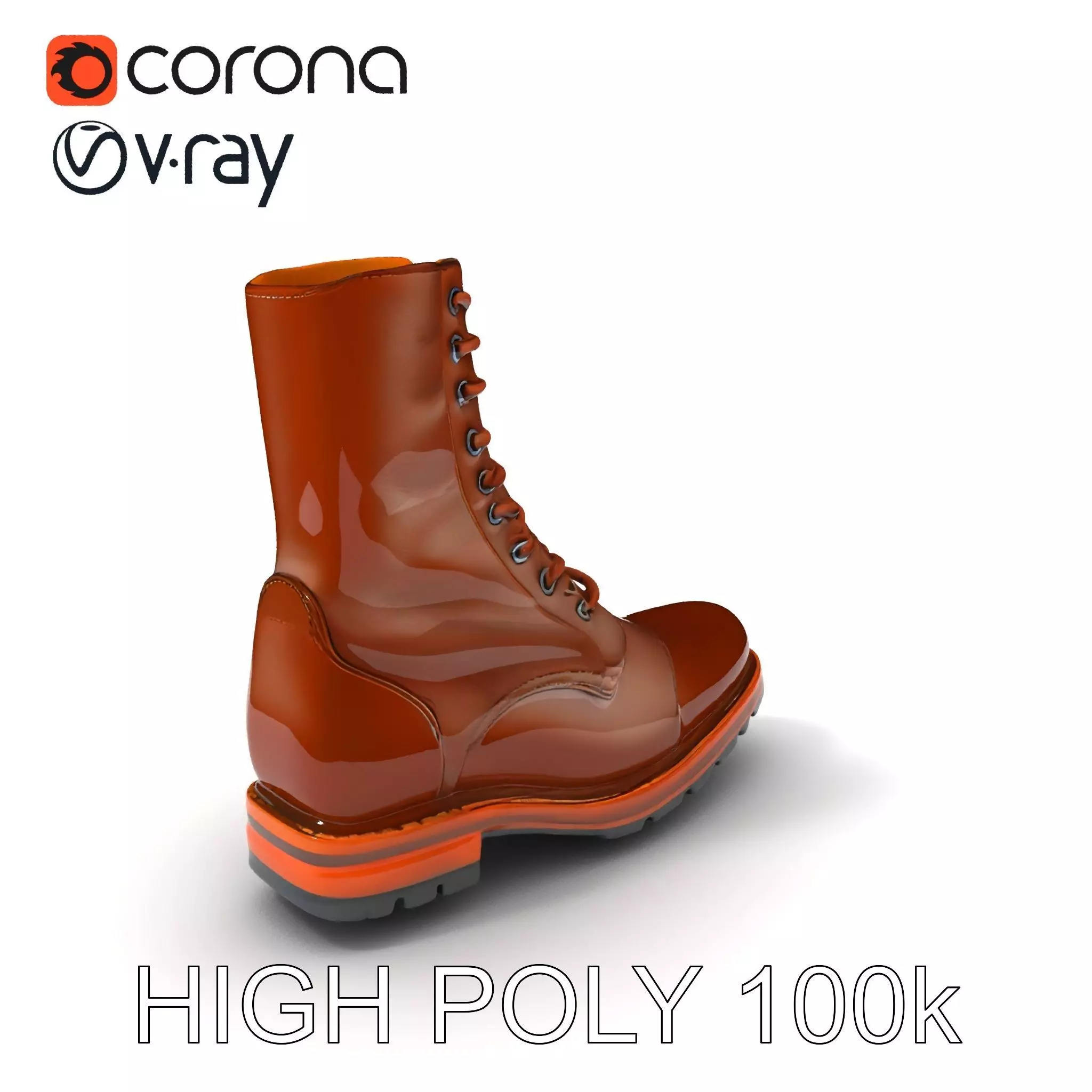 Realistic Leather Boot Model Pack for Interactive Rendering Low-poly 3D model_0