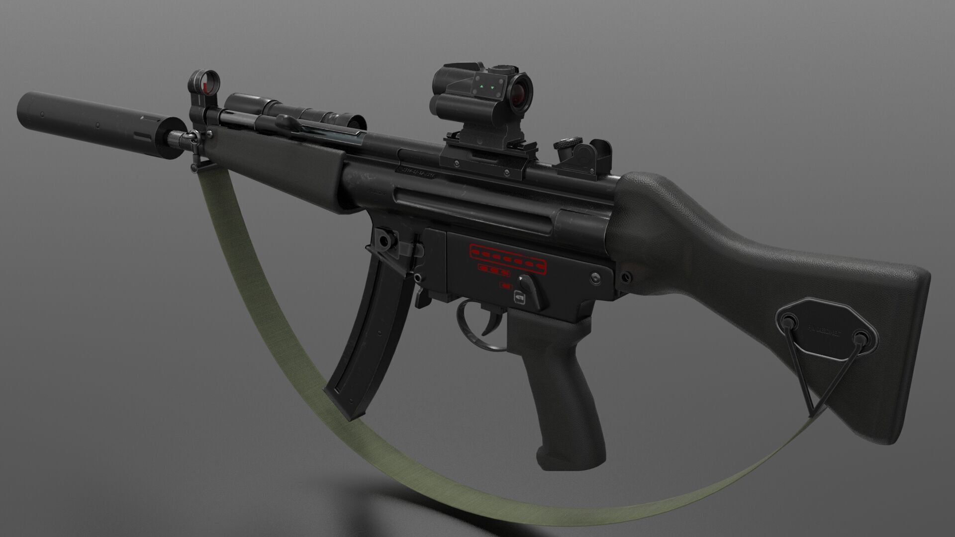 MP5 Submachine gun Fps - Tps Low-poly 3D model_2