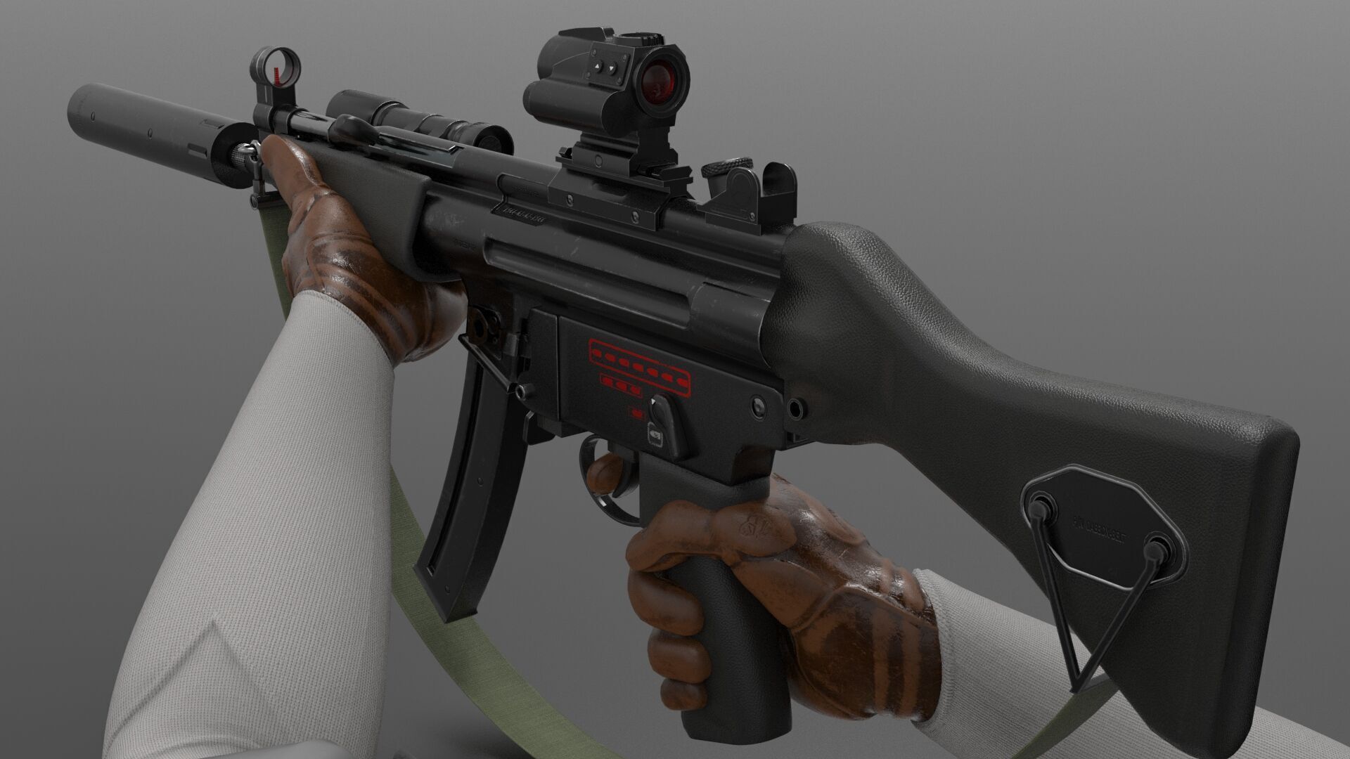 MP5 Submachine gun Fps - Tps Low-poly 3D model_5