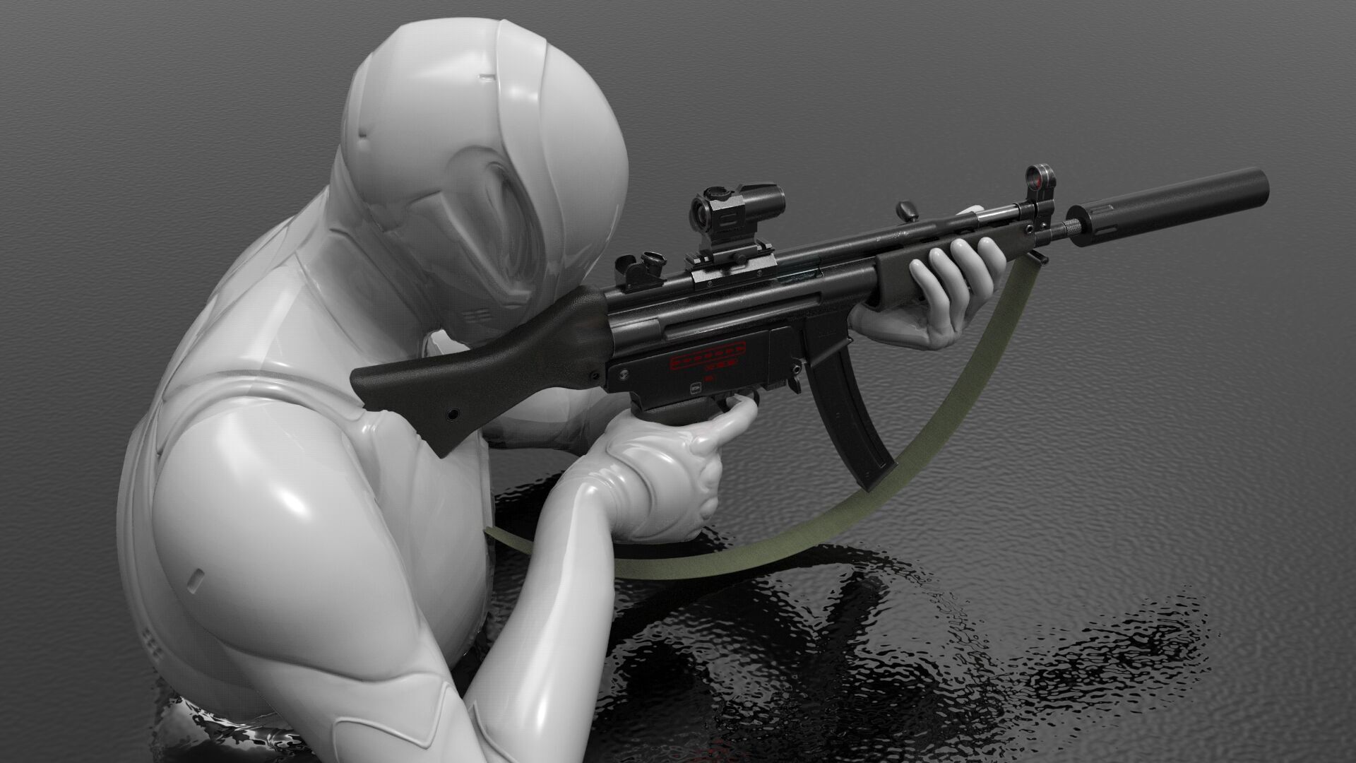 MP5 Submachine gun Fps - Tps Low-poly 3D model_8