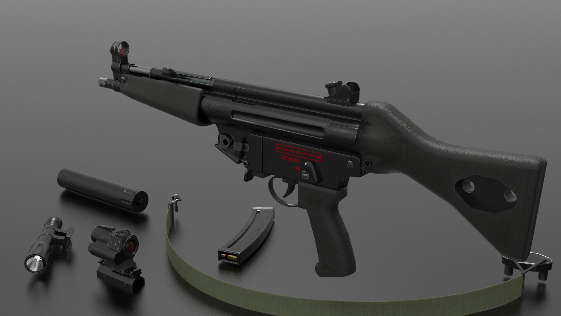 MP5 Submachine gun Fps - Tps Low-poly 3D model_1