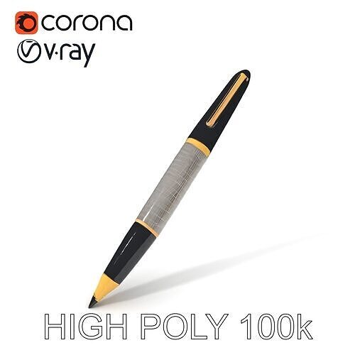 Luxurious Fountain Pen D Model Pack Low-poly 3D model