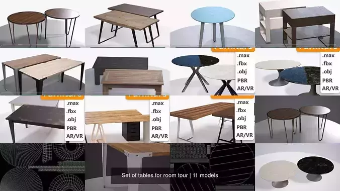 Set of tables for room tour