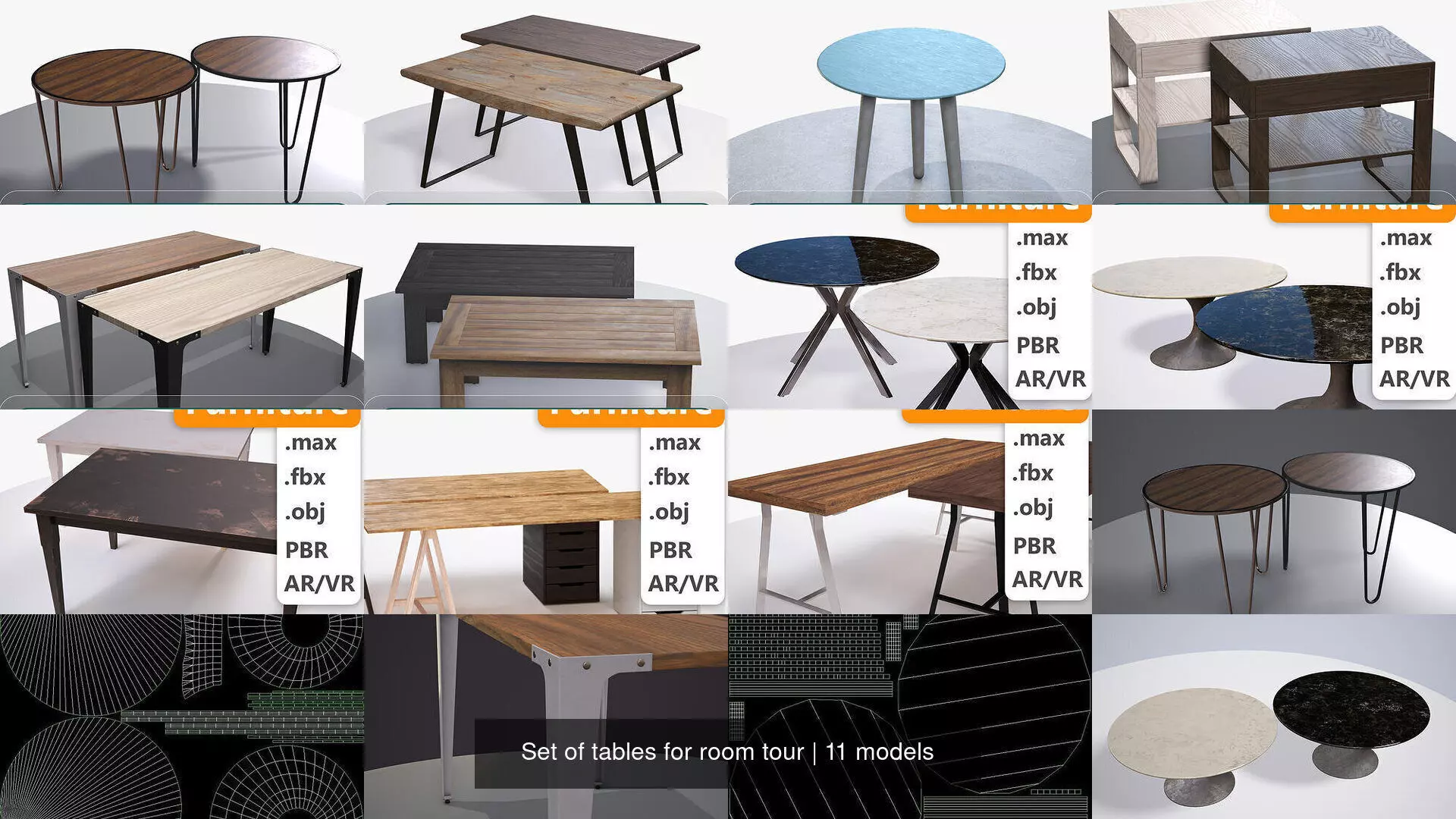 Set of tables for room tour 3D Model Collection_0