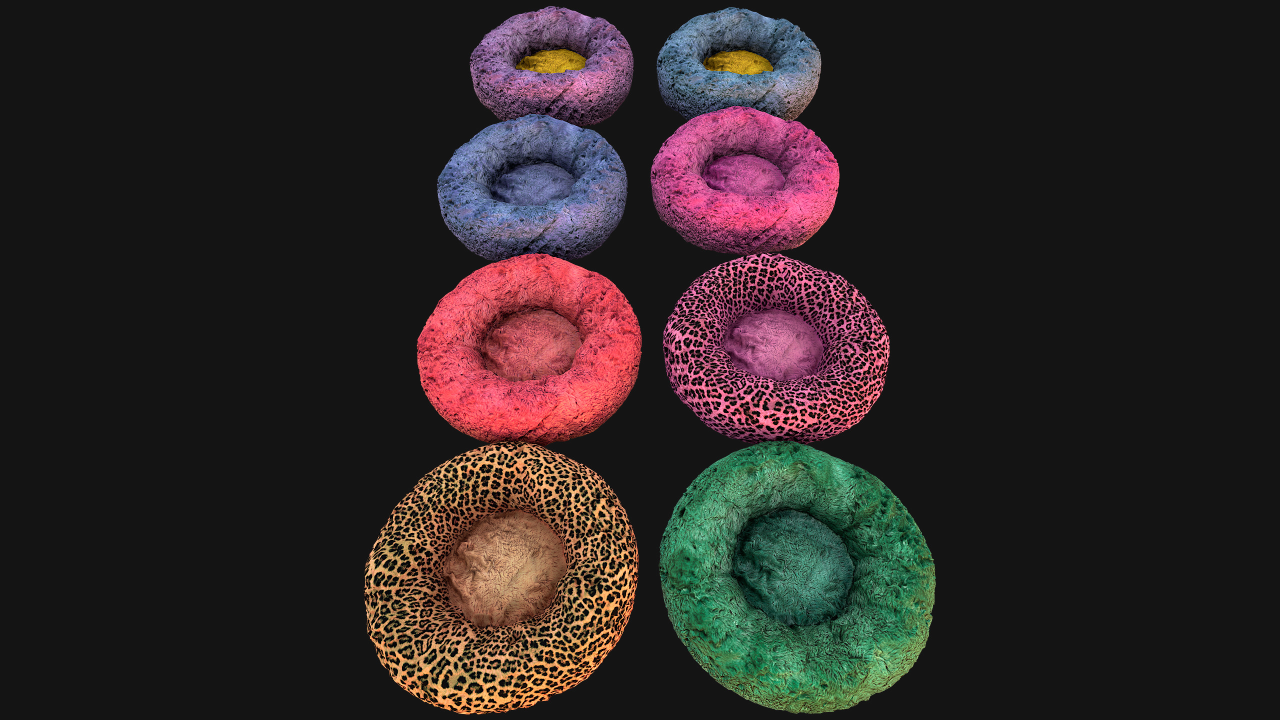 Pet Bed Sofa Pillow Cat Dog Zoo Furniture Pack Low-poly 3D model_19