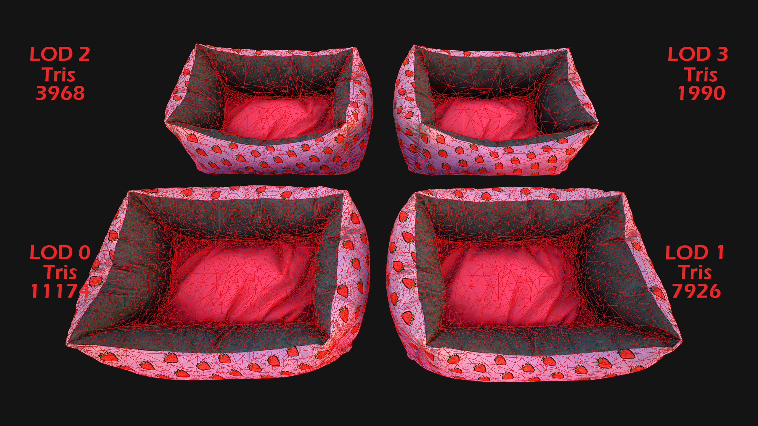 Pet Bed Sofa Pillow Cat Dog Zoo Furniture Pack Low-poly 3D model_5