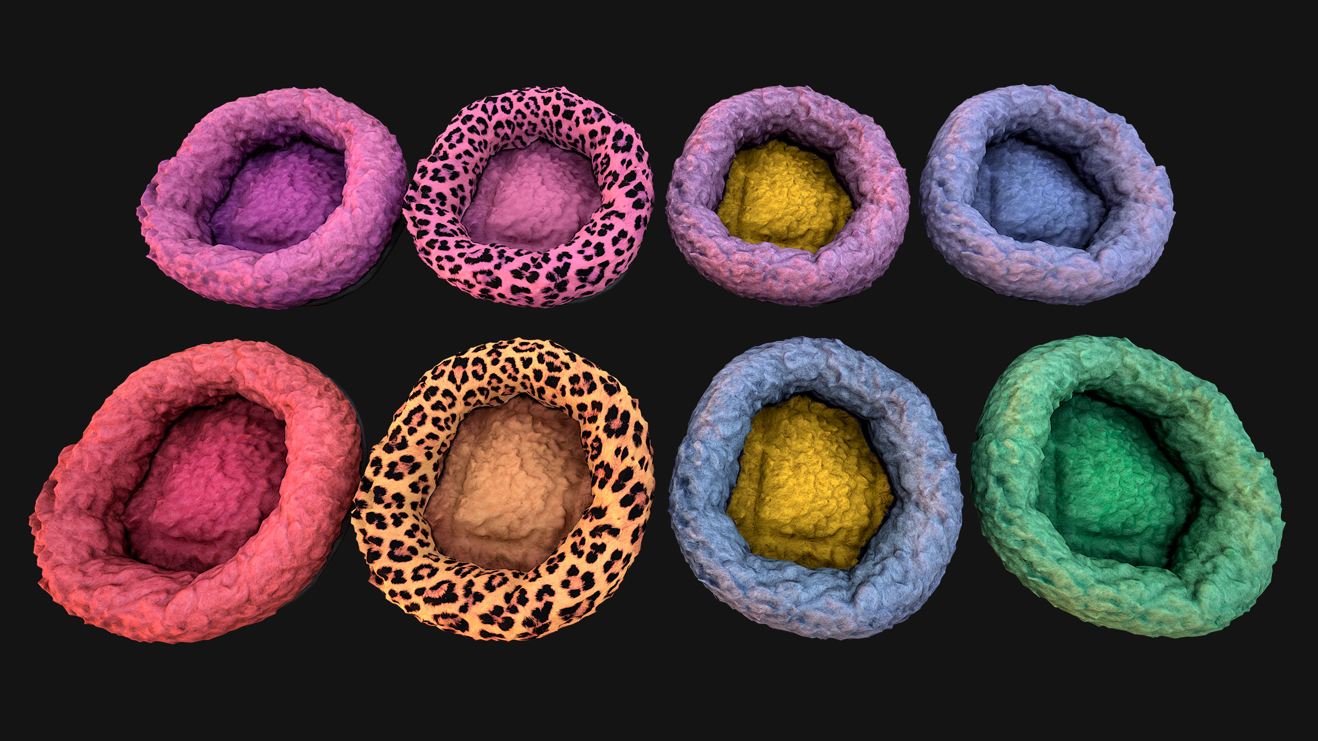 Pet Bed Sofa Pillow Cat Dog Zoo Furniture Pack Low-poly 3D model_24