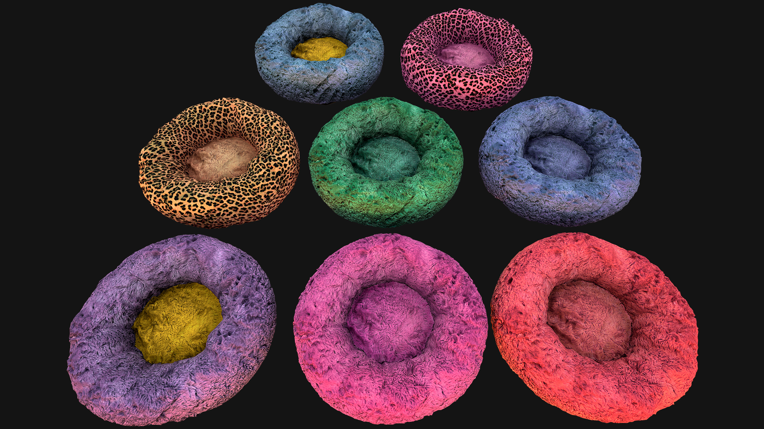 Pet Bed Sofa Pillow Cat Dog Zoo Furniture Pack Low-poly 3D model_21