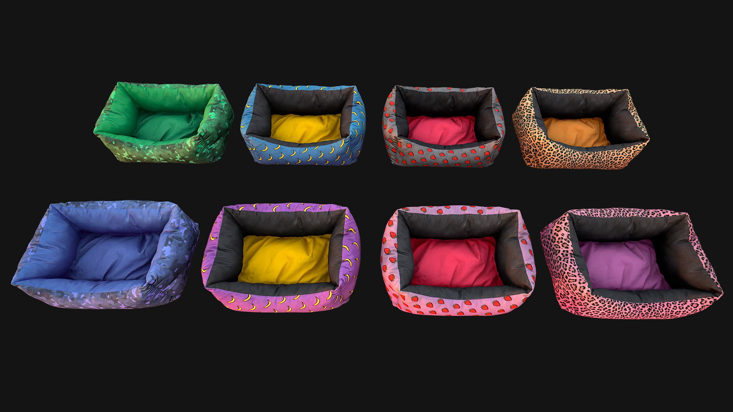 Pet Bed Sofa Pillow Cat Dog Zoo Furniture Pack Low-poly 3D model_12