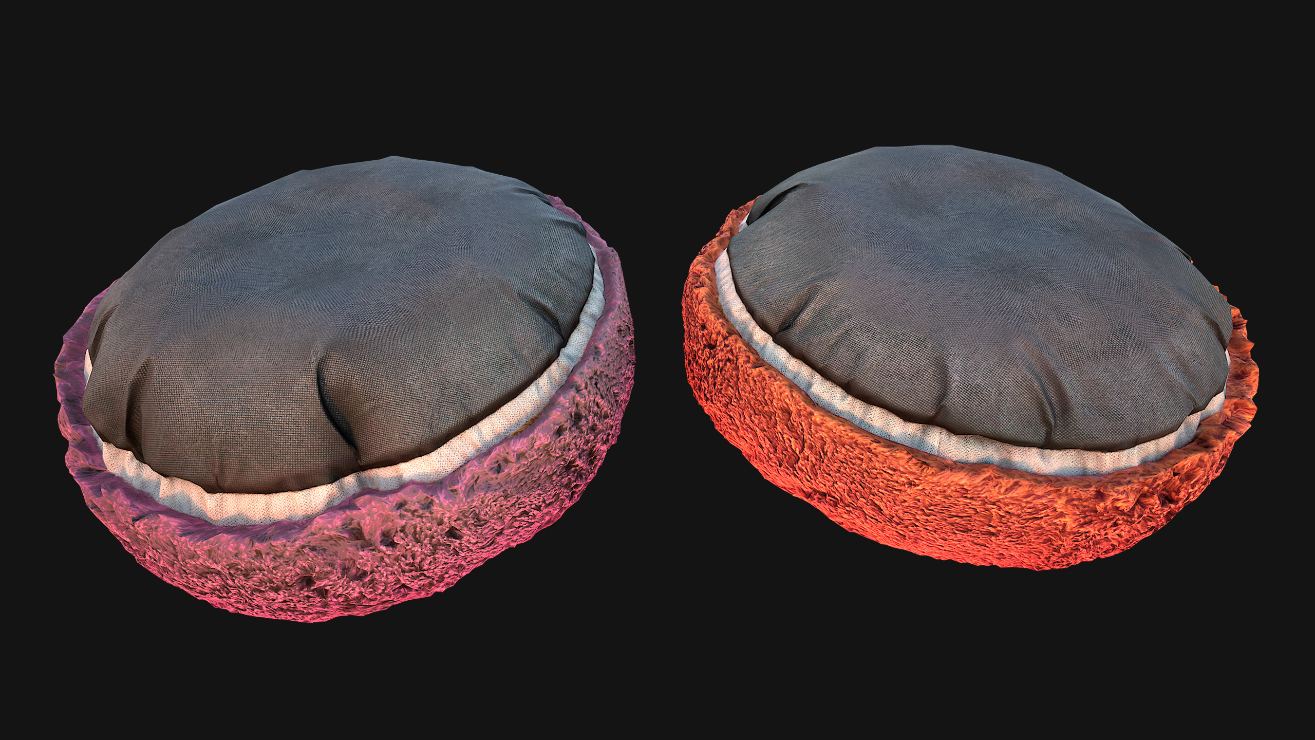 Pet Bed Sofa Pillow Cat Dog Zoo Furniture Pack Low-poly 3D model_54