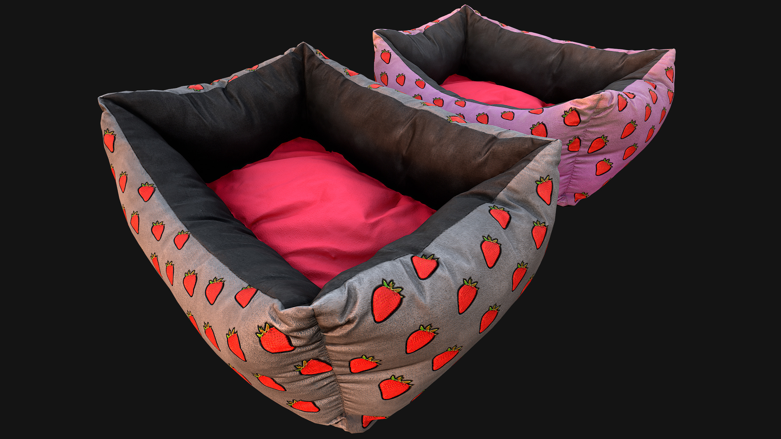 Pet Bed Sofa Pillow Cat Dog Zoo Furniture Pack Low-poly 3D model_44