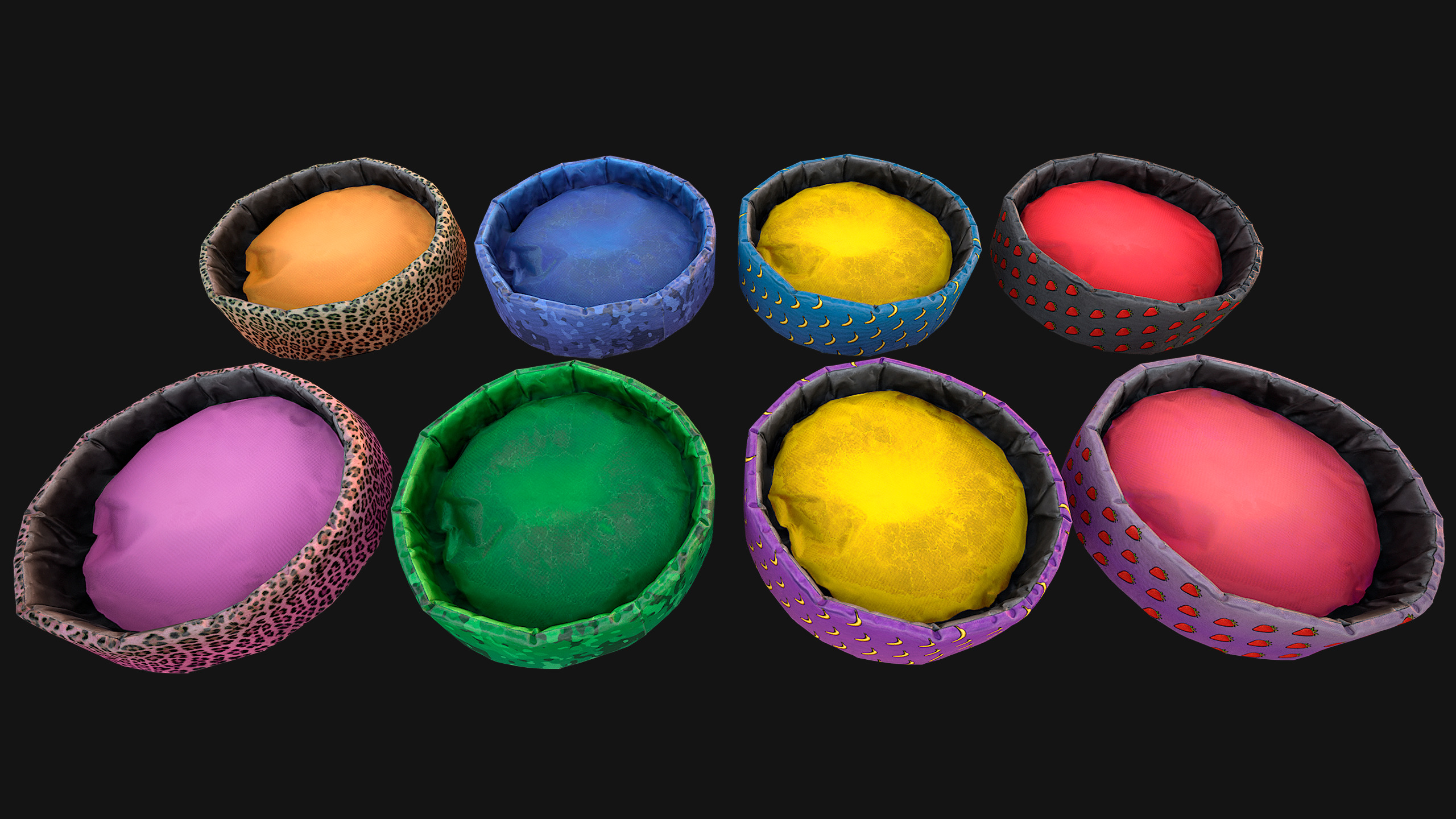 Pet Bed Sofa Pillow Cat Dog Zoo Furniture Pack Low-poly 3D model_16