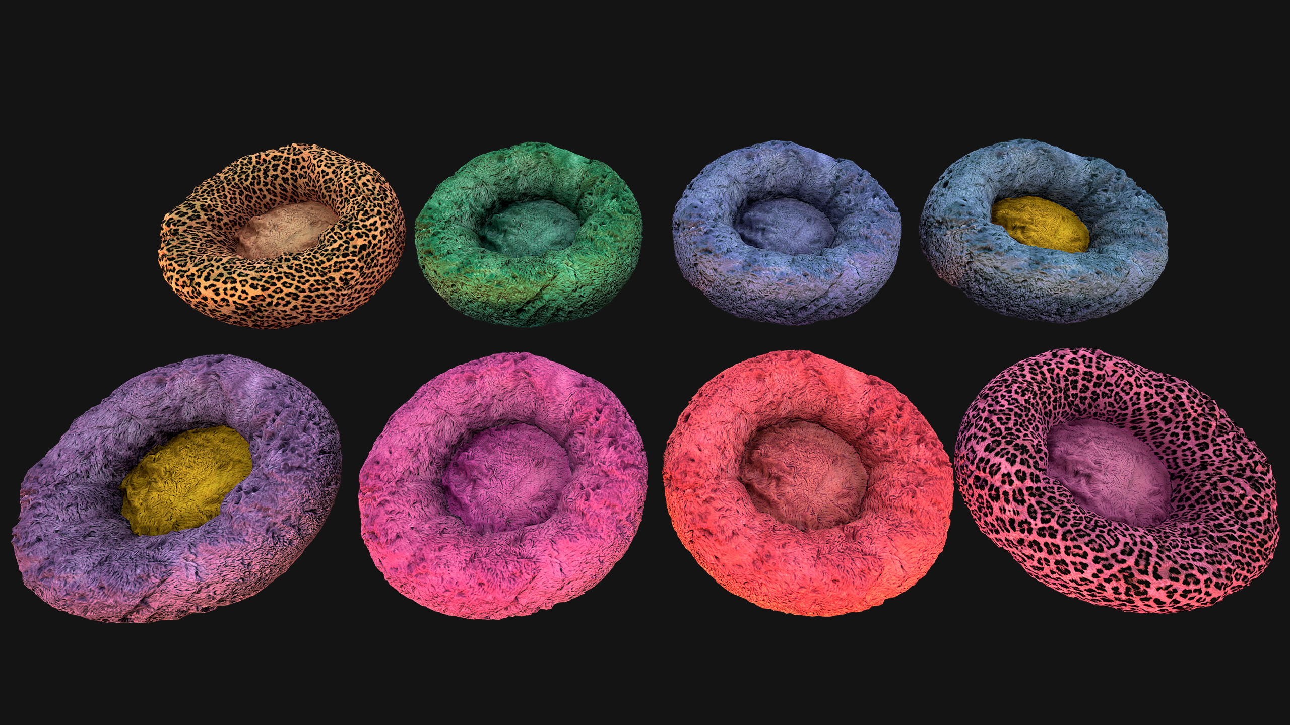 Pet Bed Sofa Pillow Cat Dog Zoo Furniture Pack Low-poly 3D model_20