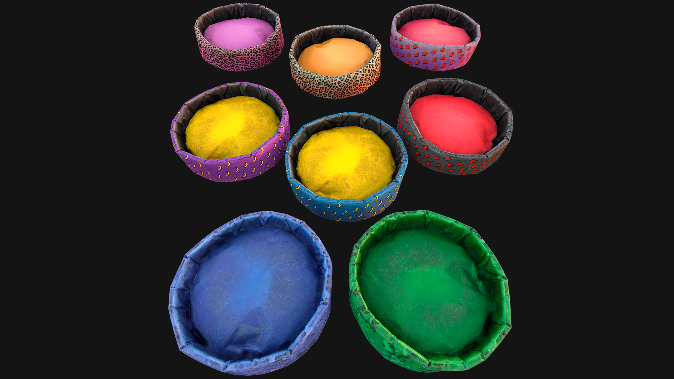 Pet Bed Sofa Pillow Cat Dog Zoo Furniture Pack Low-poly 3D model_14