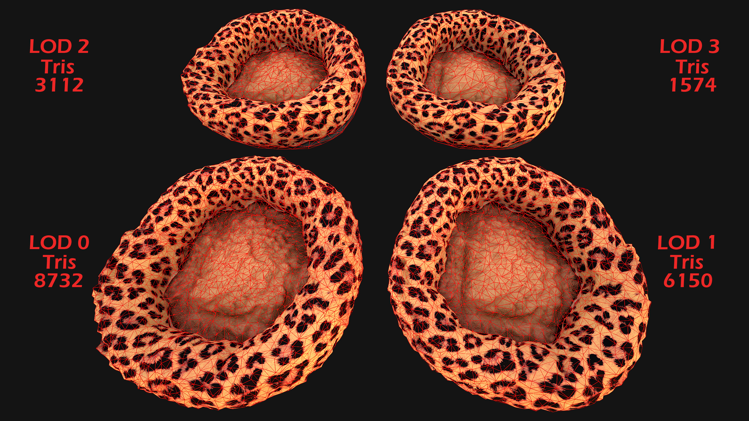 Pet Bed Sofa Pillow Cat Dog Zoo Furniture Pack Low-poly 3D model_8