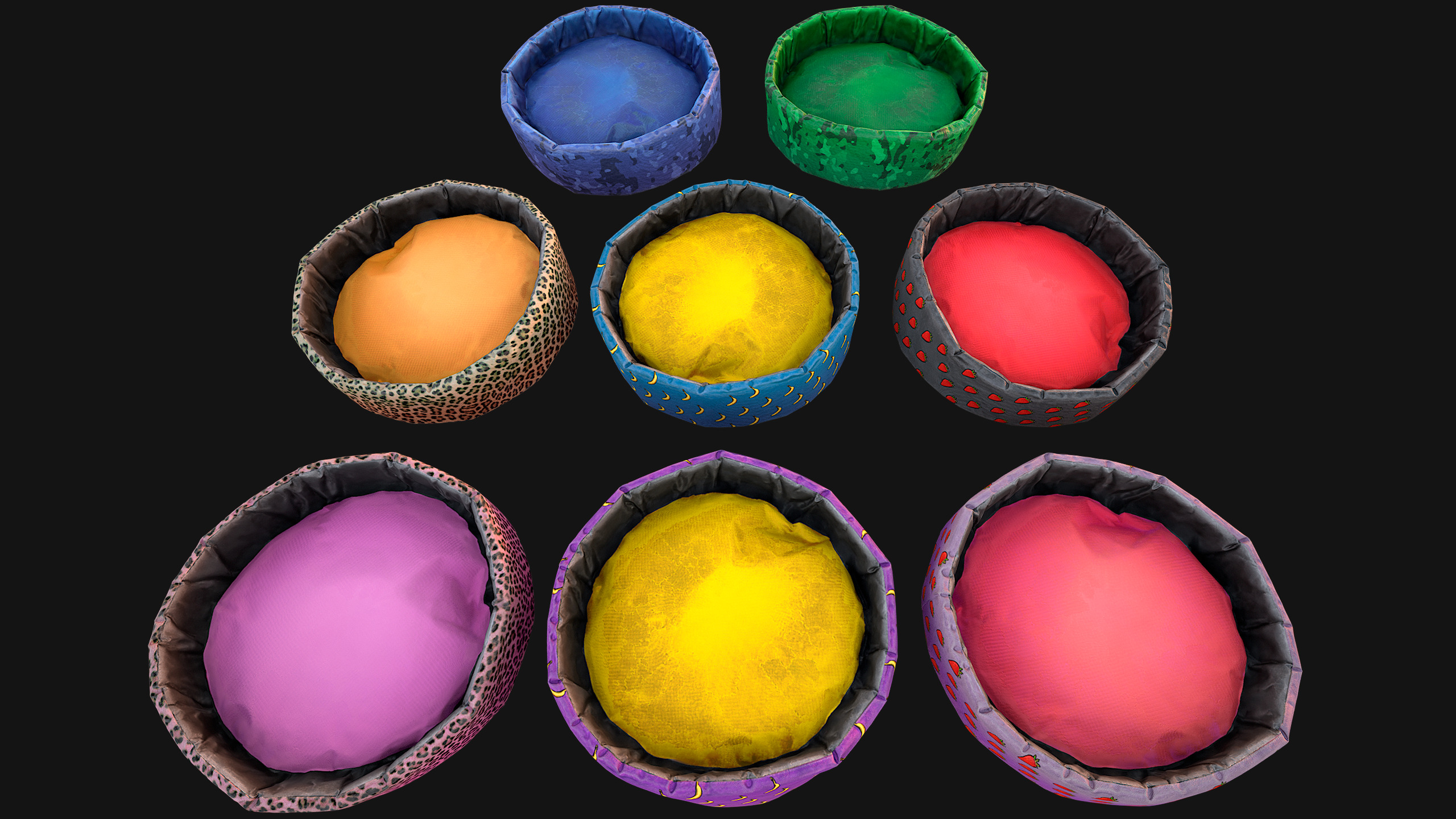 Pet Bed Sofa Pillow Cat Dog Zoo Furniture Pack Low-poly 3D model_17