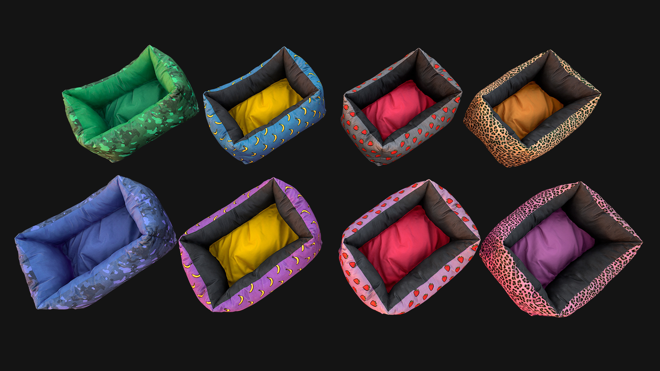 Pet Bed Sofa Pillow Cat Dog Zoo Furniture Pack Low-poly 3D model_10