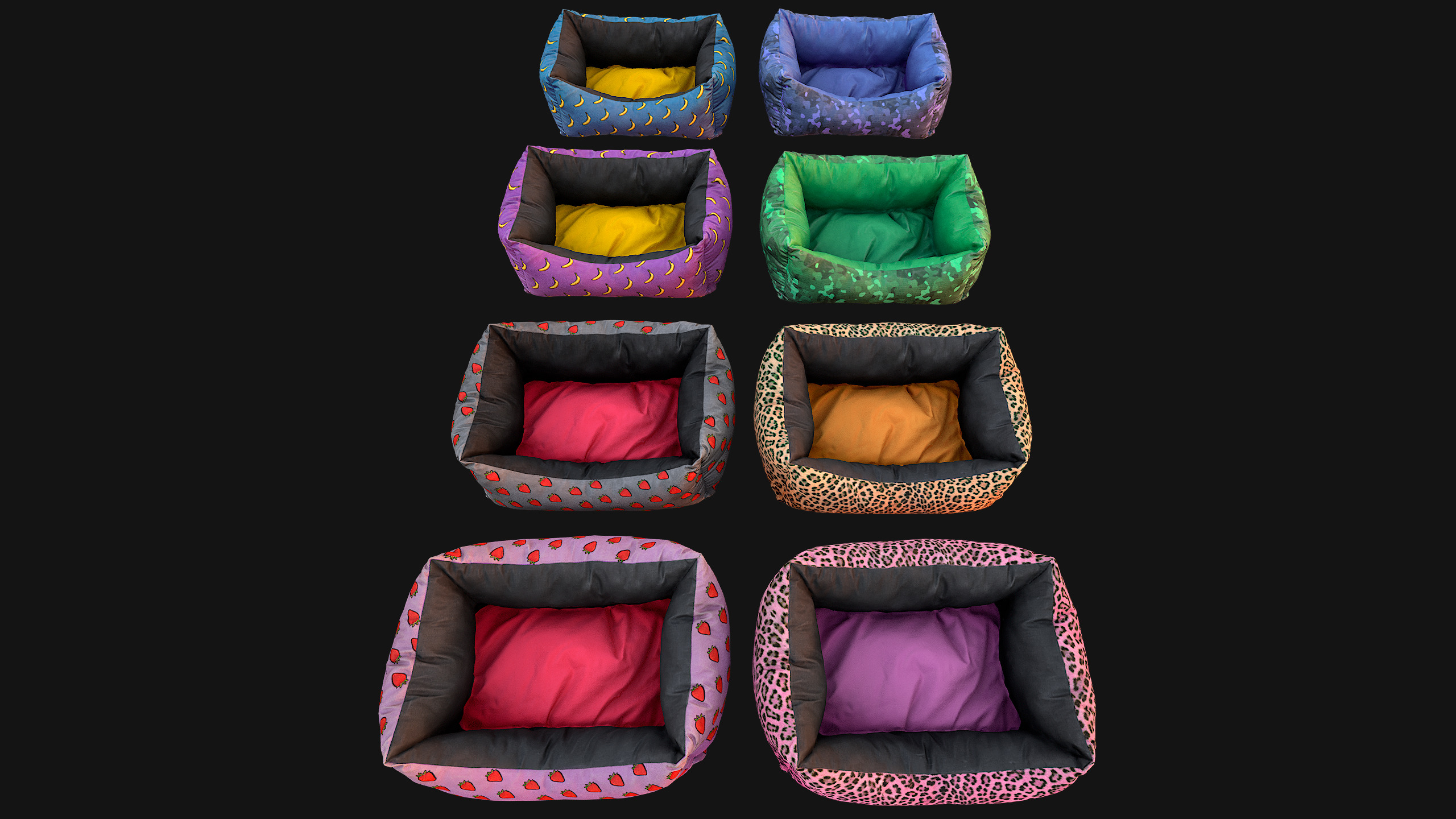 Pet Bed Sofa Pillow Cat Dog Zoo Furniture Pack Low-poly 3D model_9