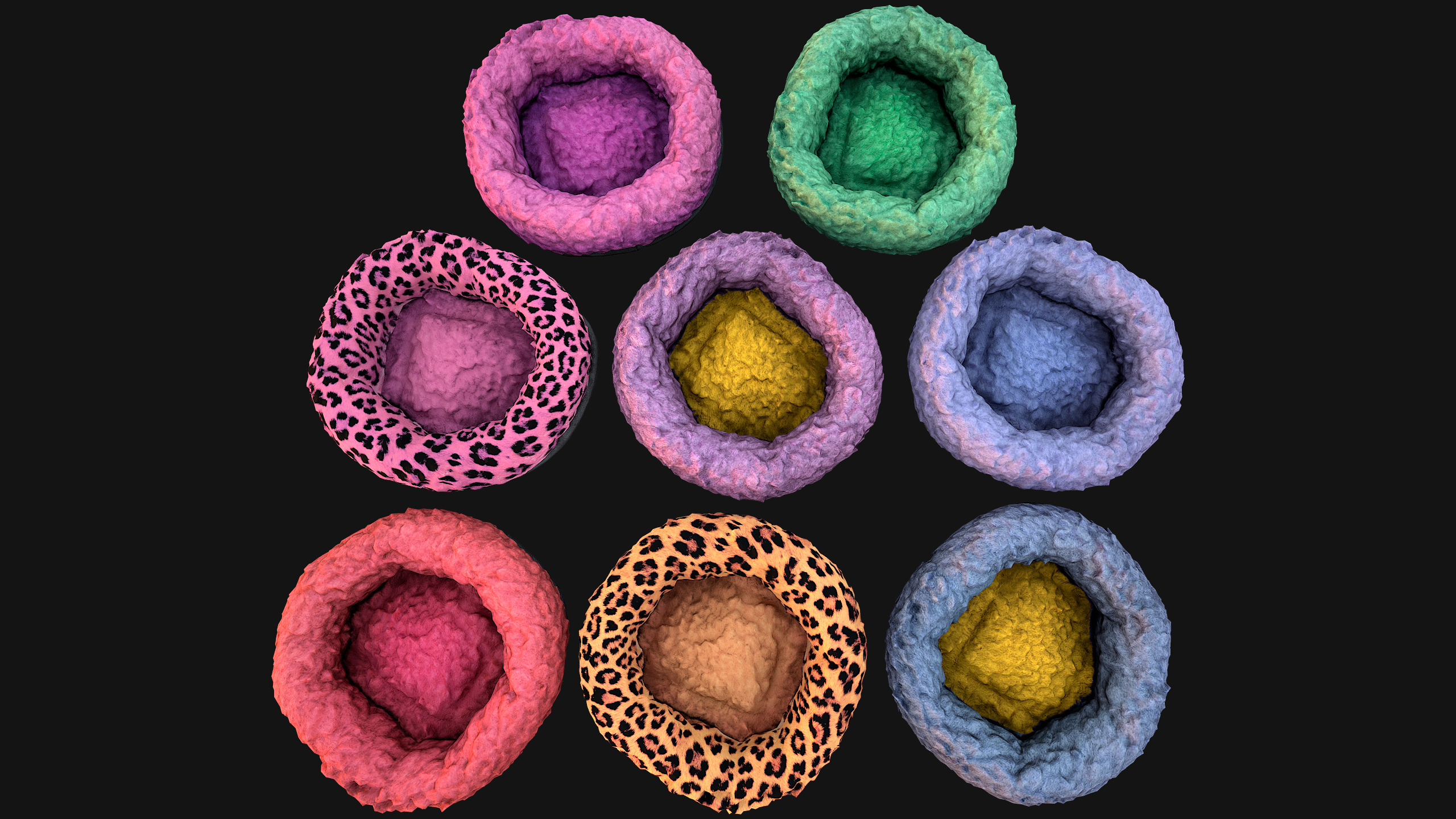 Pet Bed Sofa Pillow Cat Dog Zoo Furniture Pack Low-poly 3D model_27