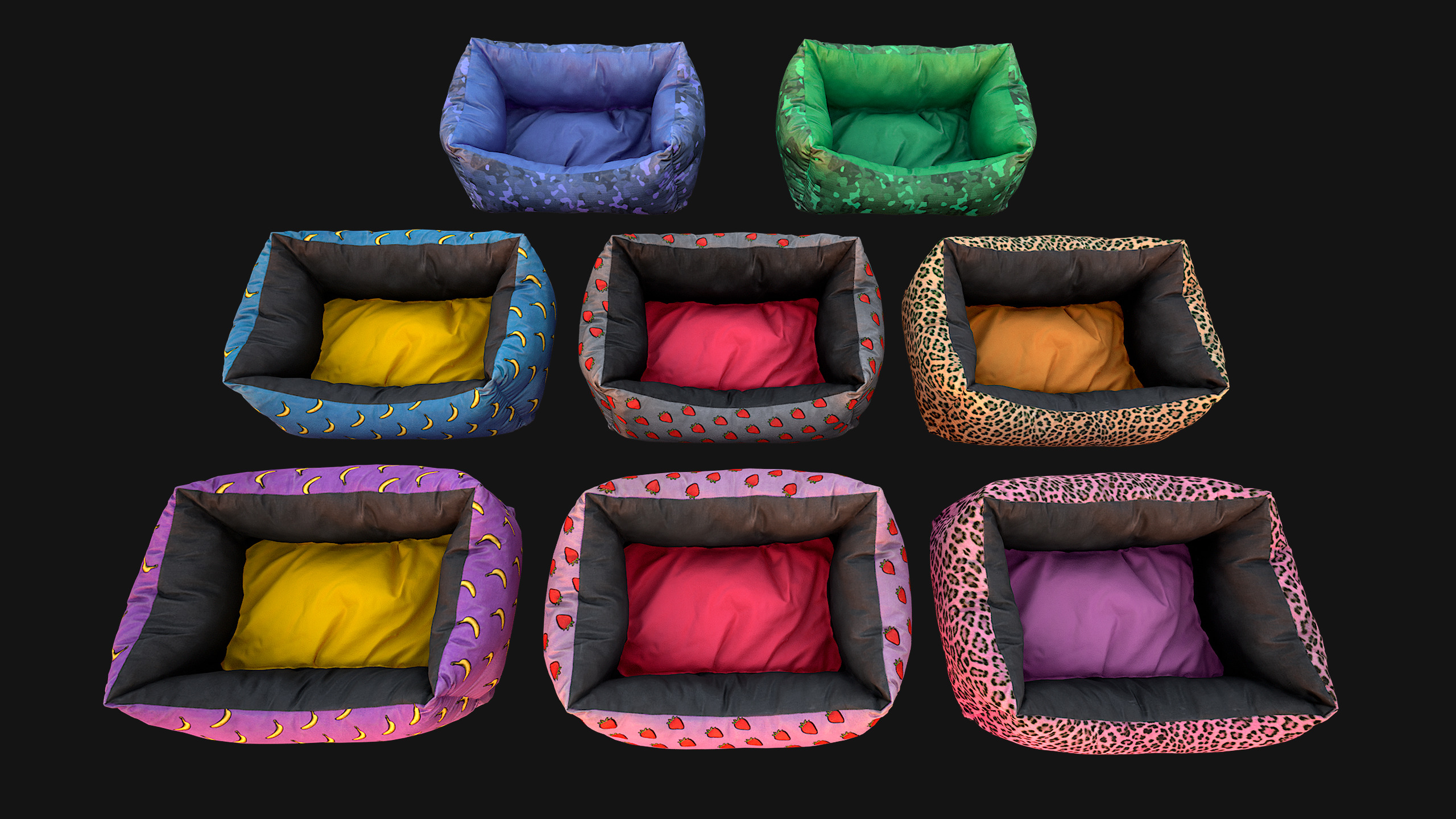 Pet Bed Sofa Pillow Cat Dog Zoo Furniture Pack Low-poly 3D model_13