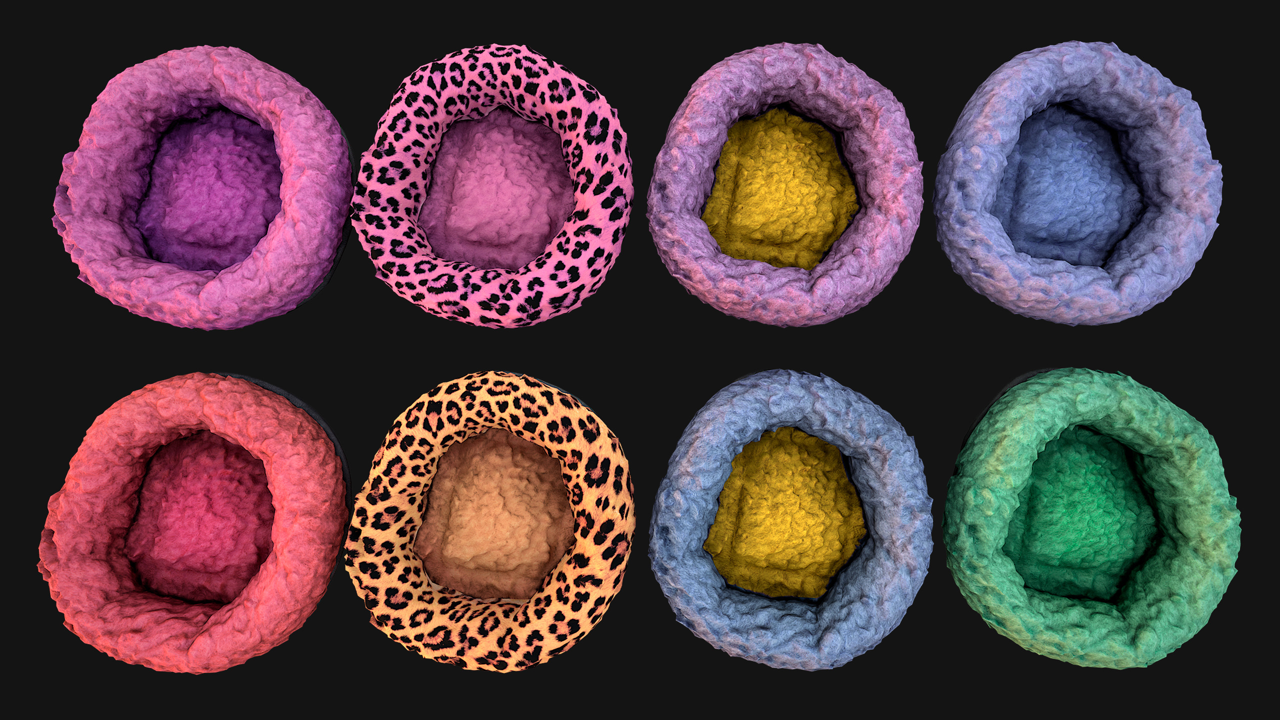 Pet Bed Sofa Pillow Cat Dog Zoo Furniture Pack Low-poly 3D model_23