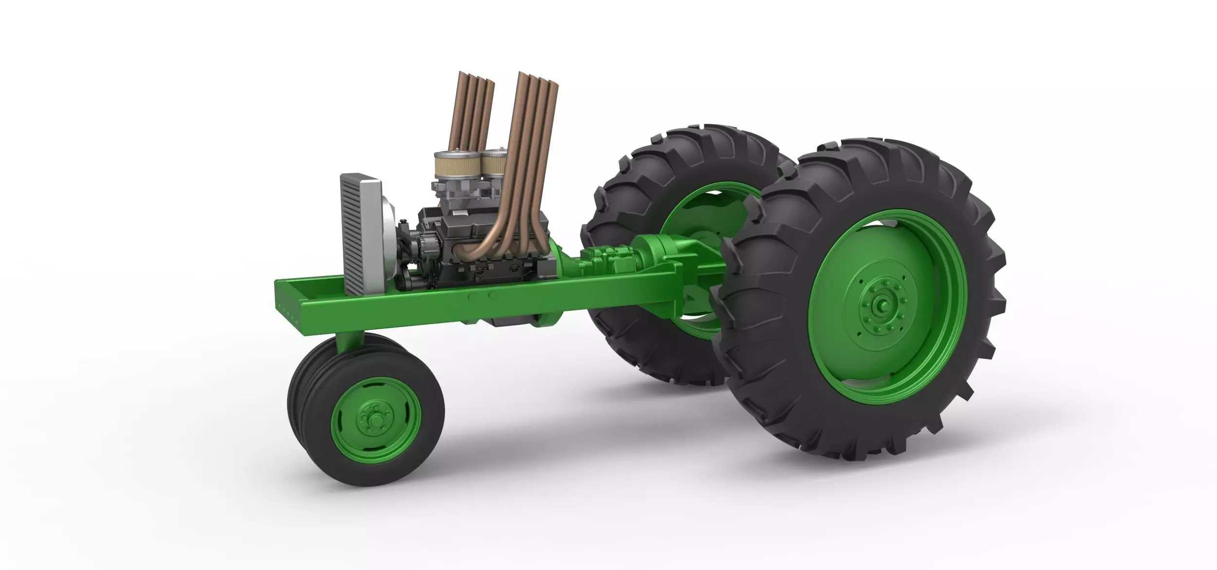 Vintage Small block Pulling tractor Base Version 4 Scale 1 to 25 3D print model_0