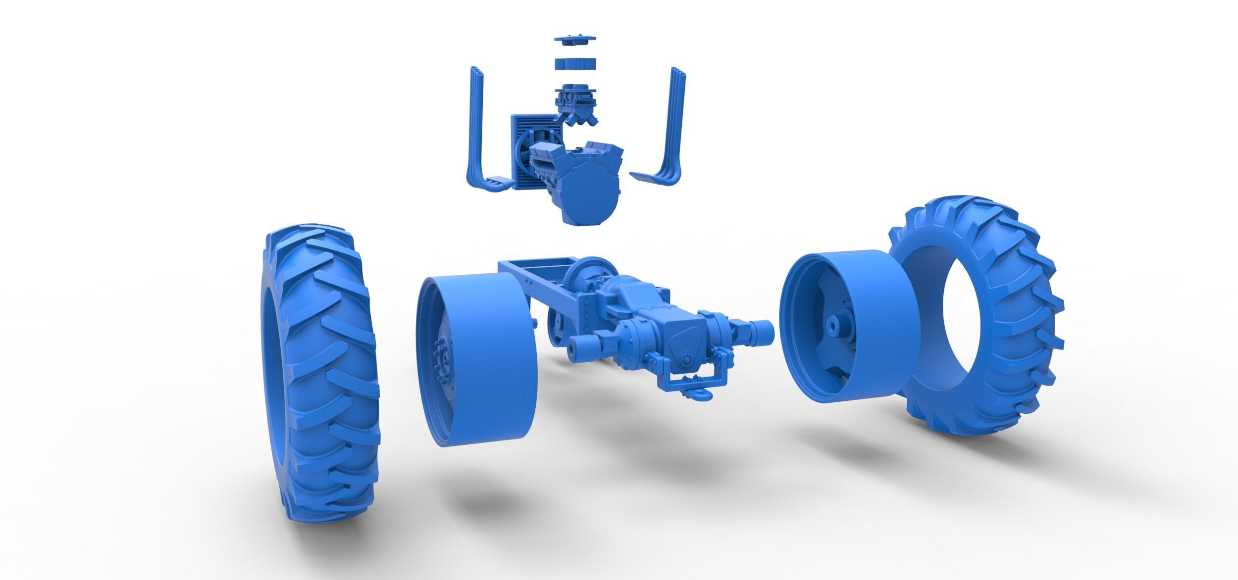 Vintage Small block Pulling tractor Base Version 4 Scale 1 to 25 3D print model_36