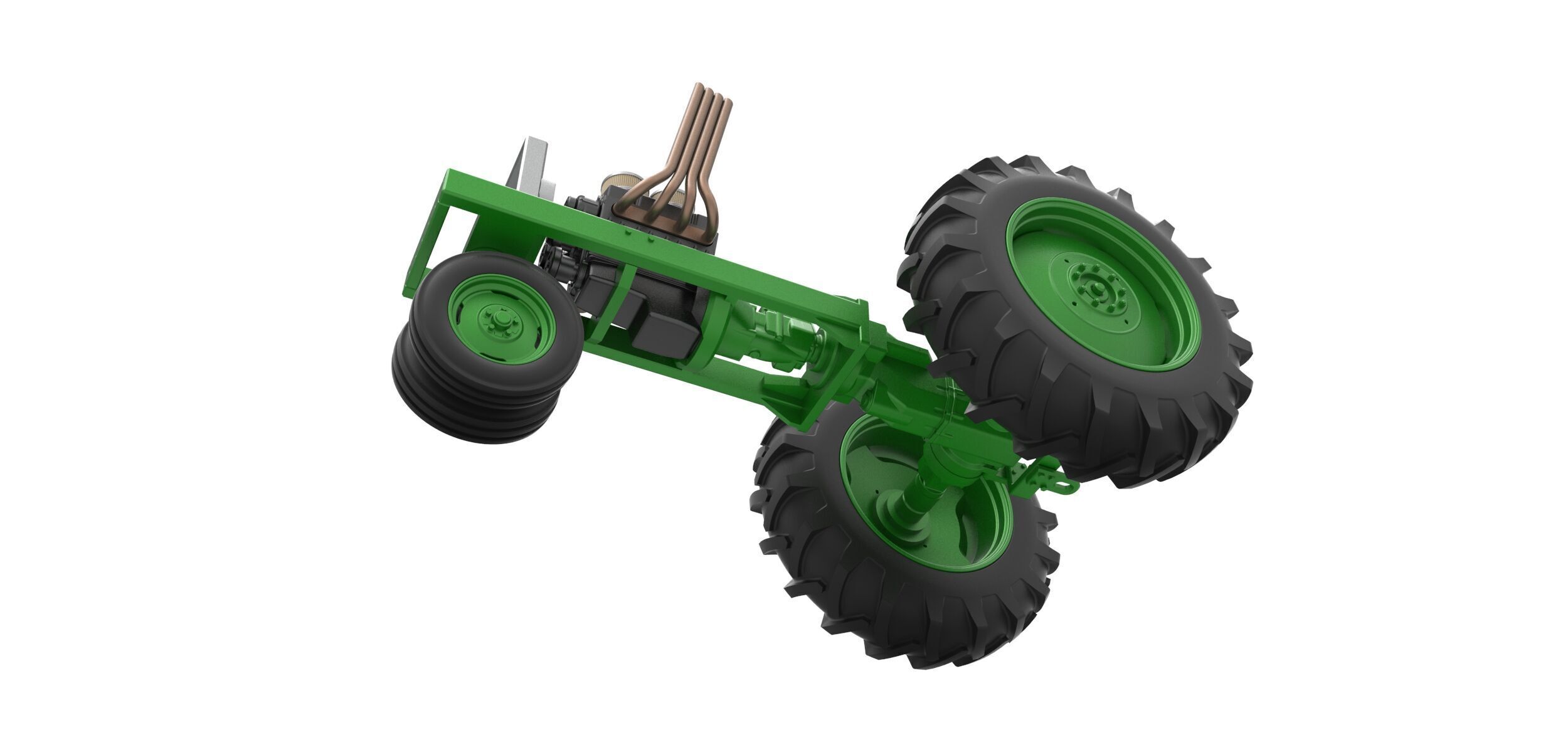 Vintage Small block Pulling tractor Base Version 4 Scale 1 to 25 3D print model_2