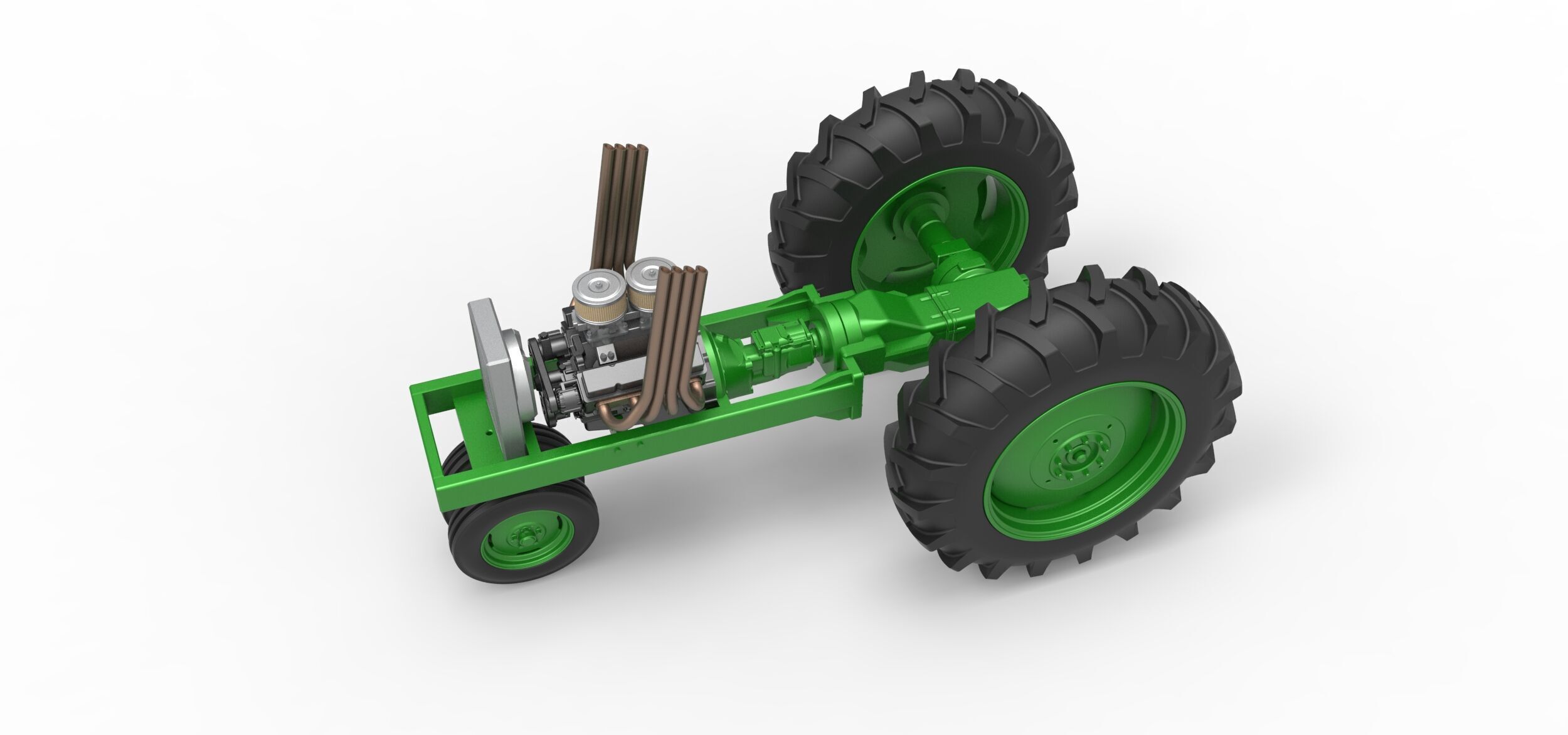 Vintage Small block Pulling tractor Base Version 4 Scale 1 to 25 3D print model_3